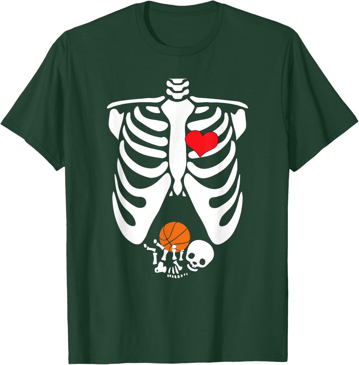 Funny Skeleton Baby Pregnant Halloween Basketball T-Shirt - T-Shirt | Forest