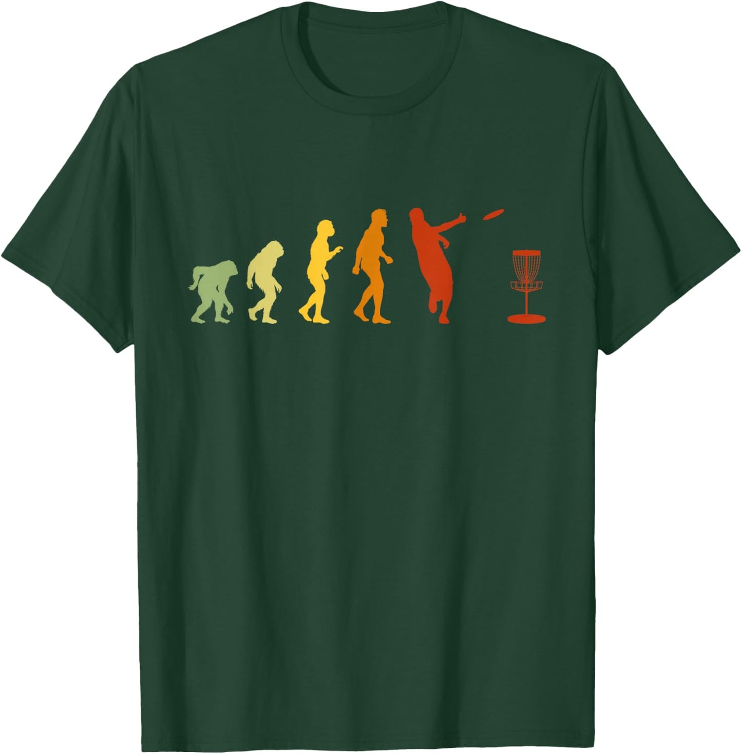 Disc Golf Evolution, Funny Frolf Golf Basket T-Shirt - T-Shirt | Forest