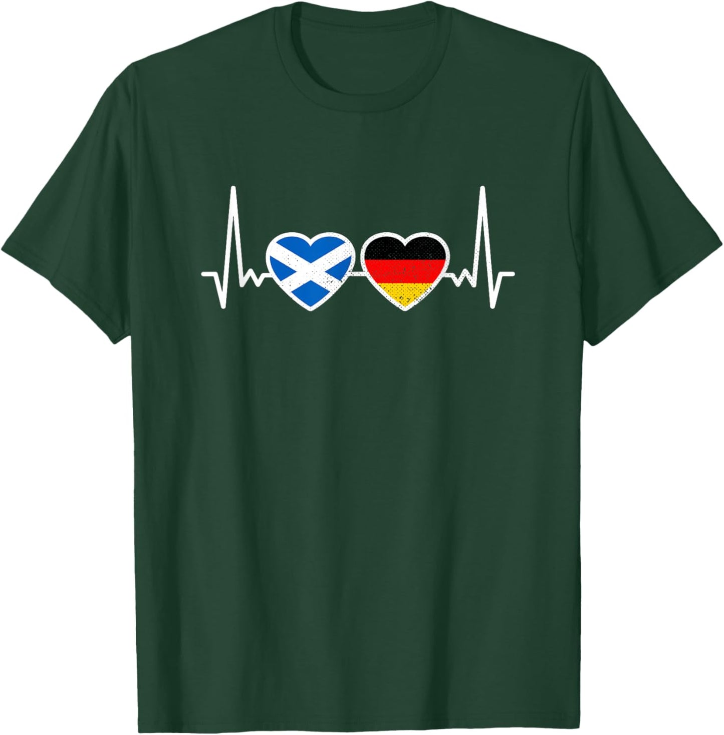 Schottland Deutschland Vintage Herzschlag Flagge Schotte T-Shirt - T-Shirt | Forest