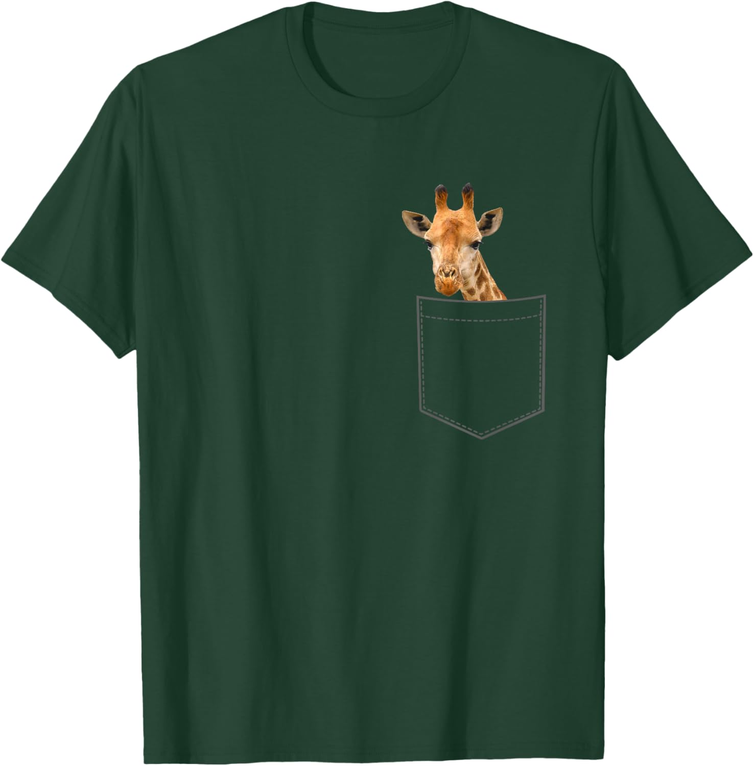 Funny Animal Giraffe Shirt Boys Girls Toddler Pocket T-Shirt - T-Shirt | Forest