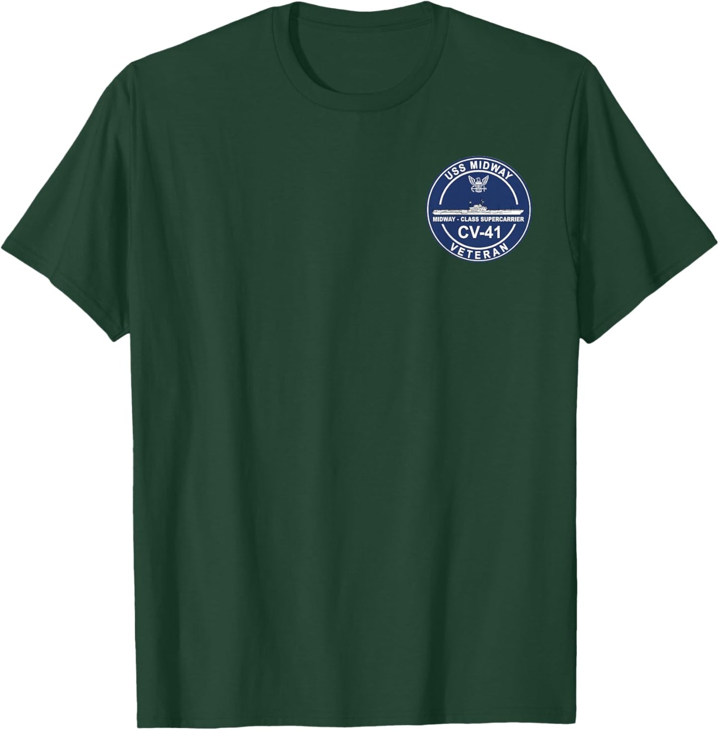USS Midway CV 41 Aircraft Carrier Veteran Flag Patriotic Men T-Shirt - T-Shirt | Forest