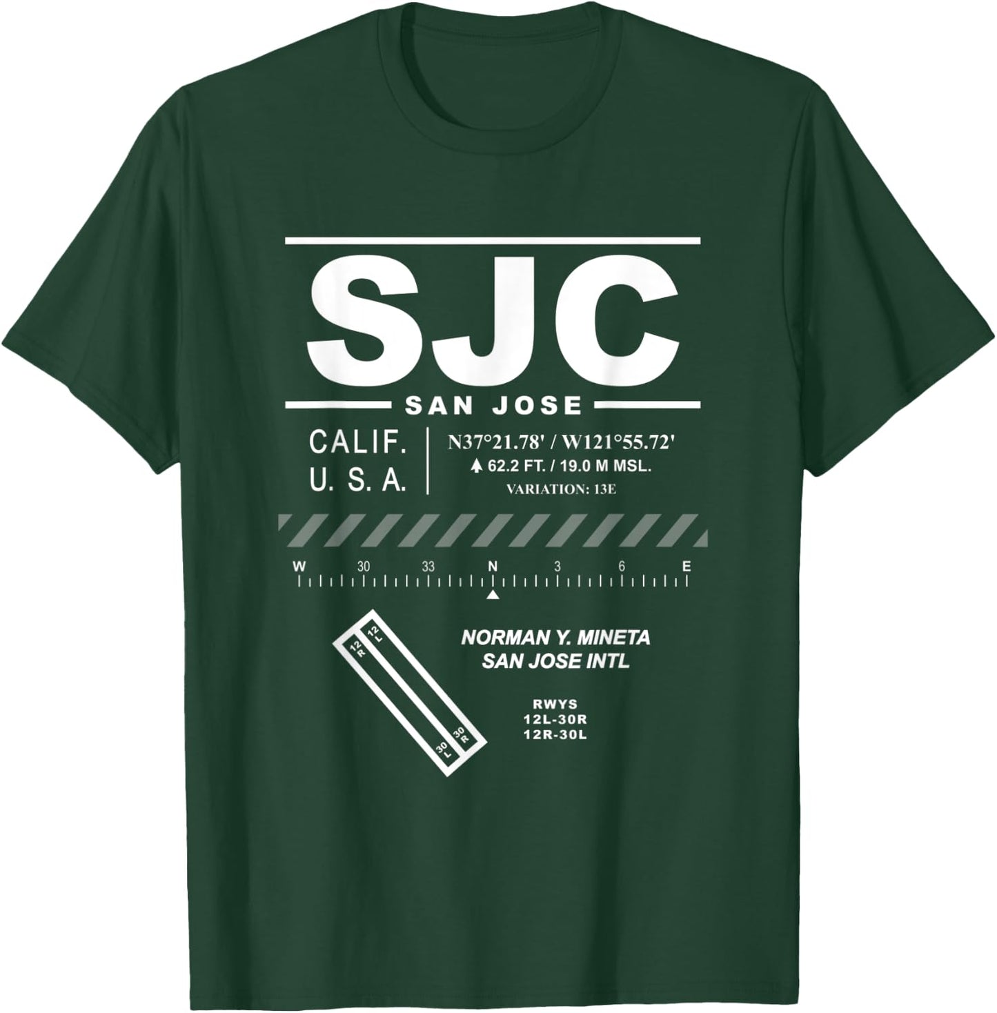 Norman Mineta San Jose International Airport California SJC T-Shirt - T-Shirt | Forest