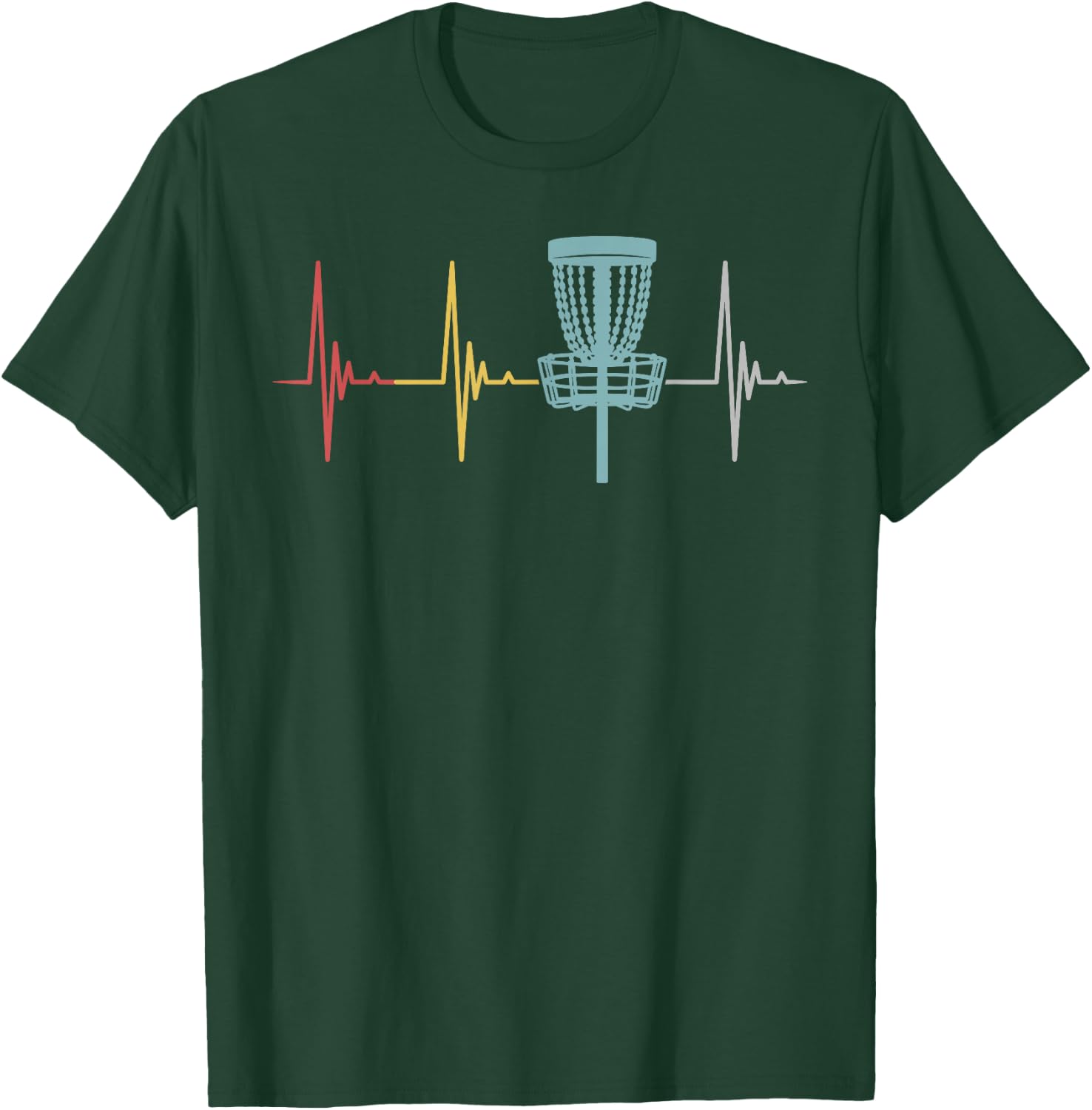Disc golf retro heartbeat gift frisbee player par Gift T-Shirt - T-Shirt | Forest