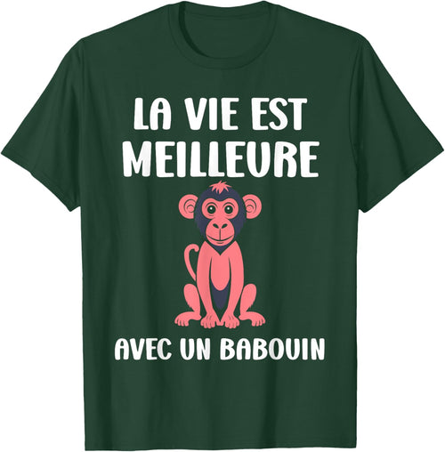 Little Baboons Monkey Life is Better with a Baboon , Black, S
