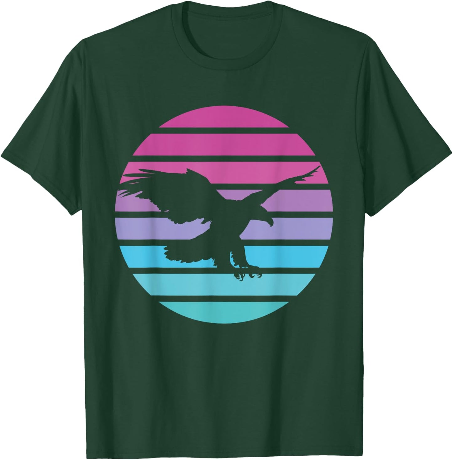 Eagle Retro Sun American Bald eagle USA T-Shirt - T-Shirt | Forest