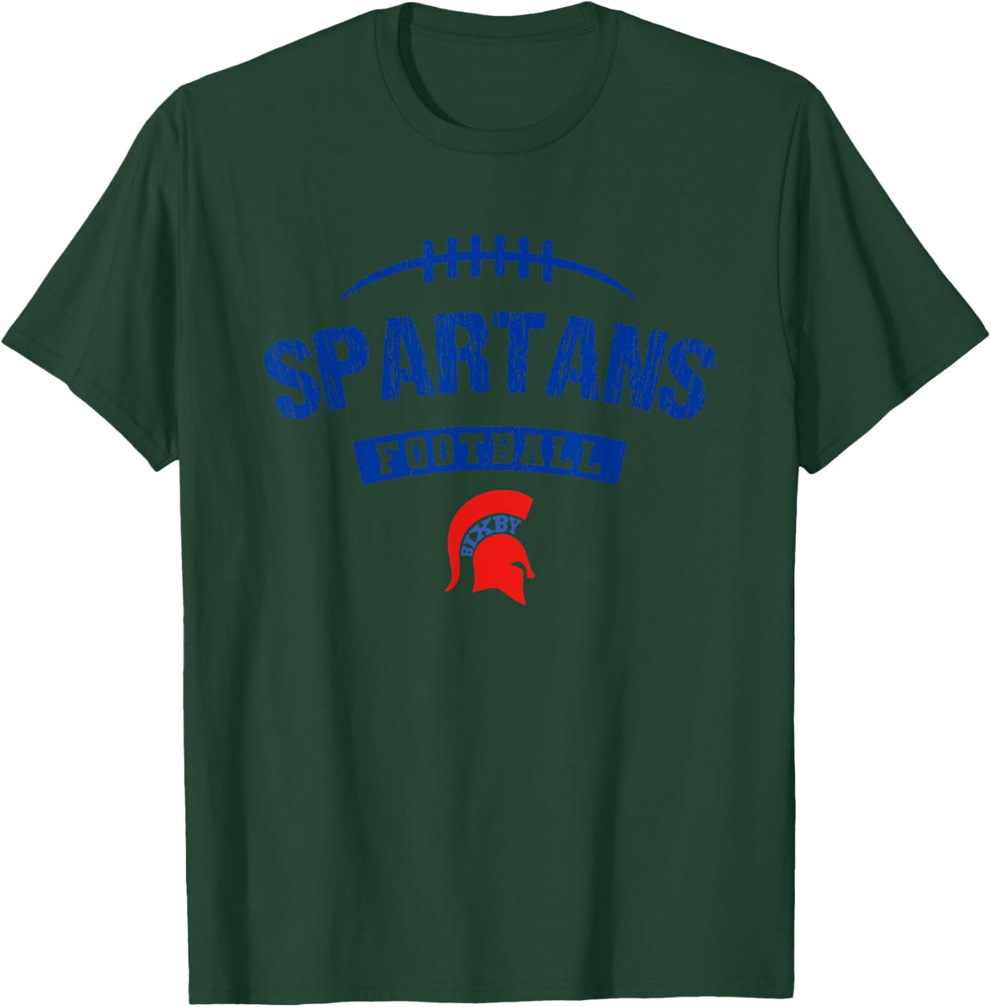 Bixby Spartans Logo Football Distressed HS T-Shirt - T-Shirt | Forest