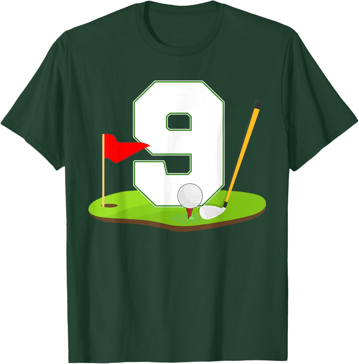 9th Birthday Golf Player 9 Years Old Birthday Party Kids T-Shirt - T-Shirt | Forest