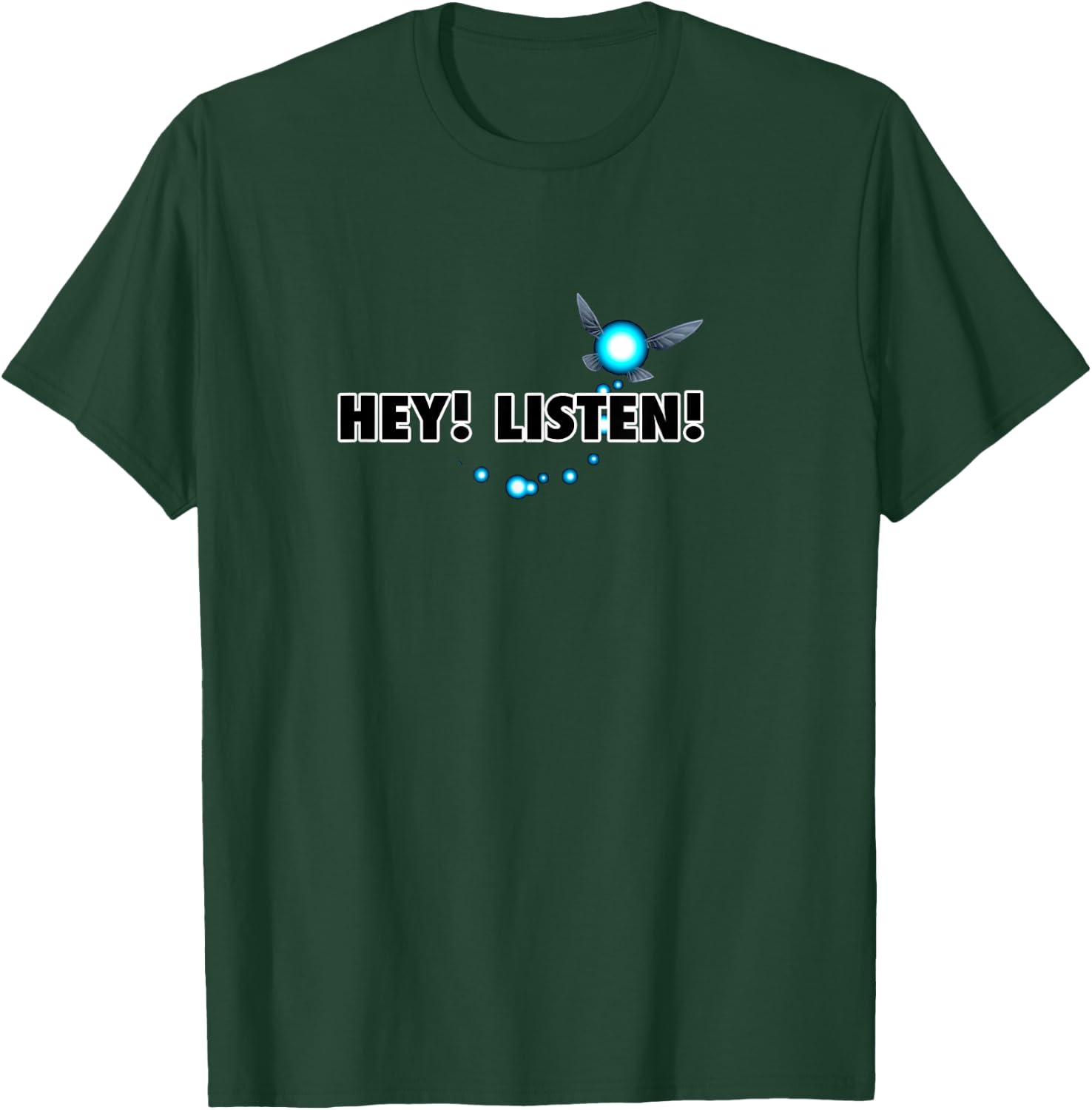 The Legend of Zelda Navi Hey Listen Blue Trail Center Logo T-Shirt - T-Shirt | Forest