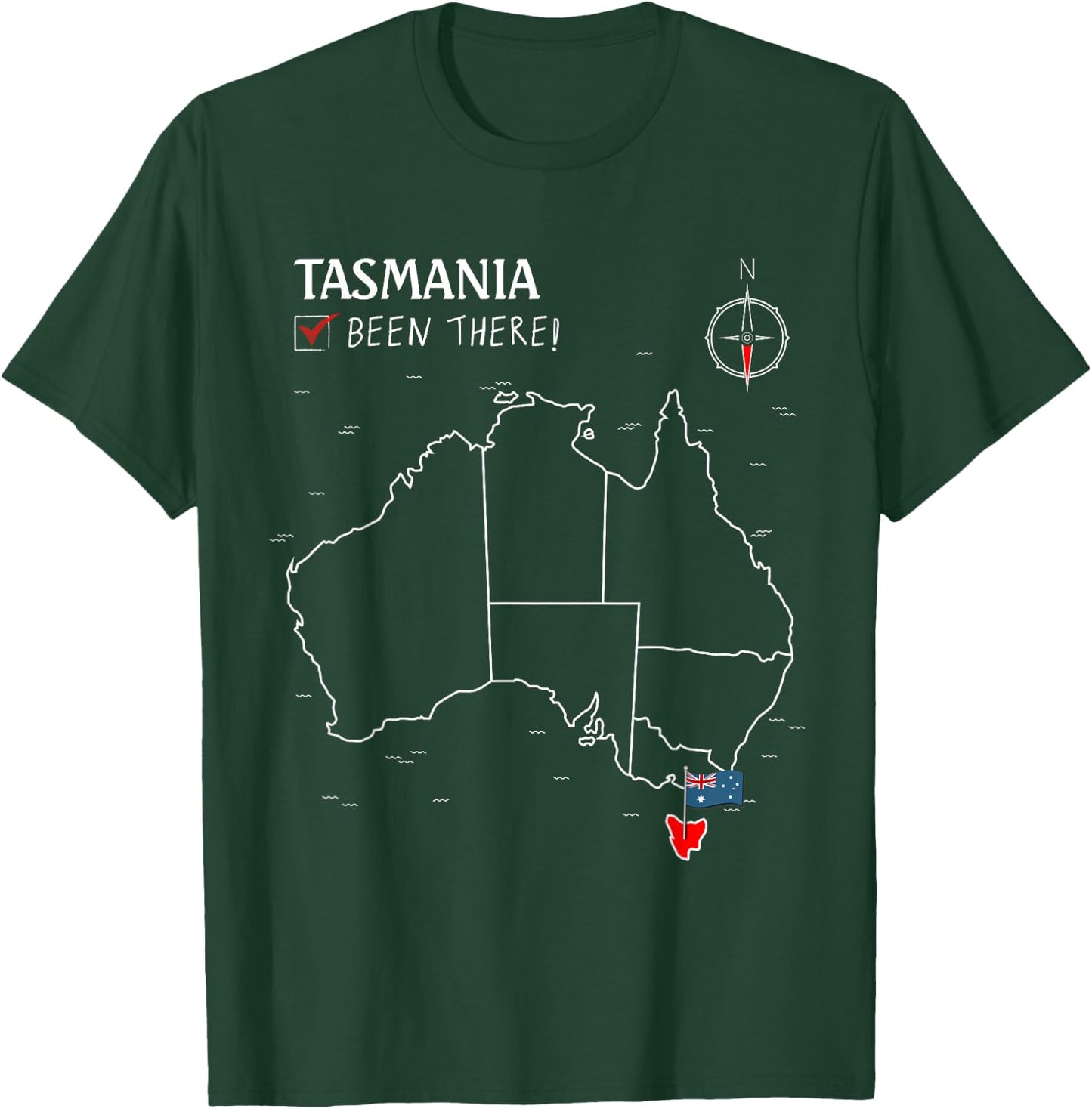 Tasmania Australian Flag Been There Check Off Map Tasmanian T-Shirt - T-Shirt | Forest