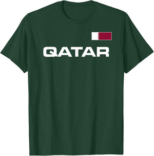 Qatar Flag Sporty Jersey Qatari Athletic Style T-Shirt - T-Shirt | Forest