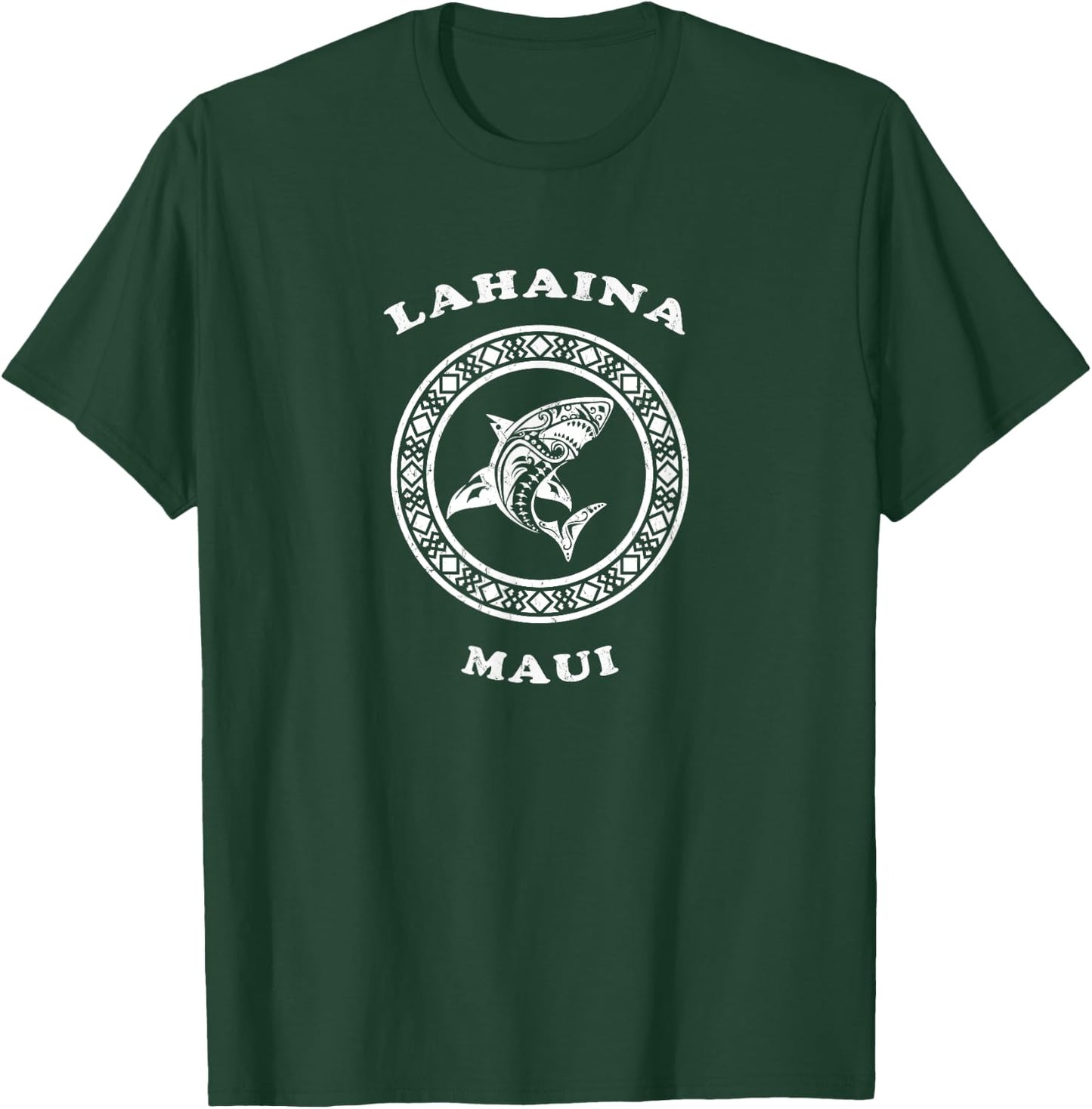 Lahaina Maui Vintage Retro Tribal Shark Vacation T-Shirt - T-Shirt | Forest