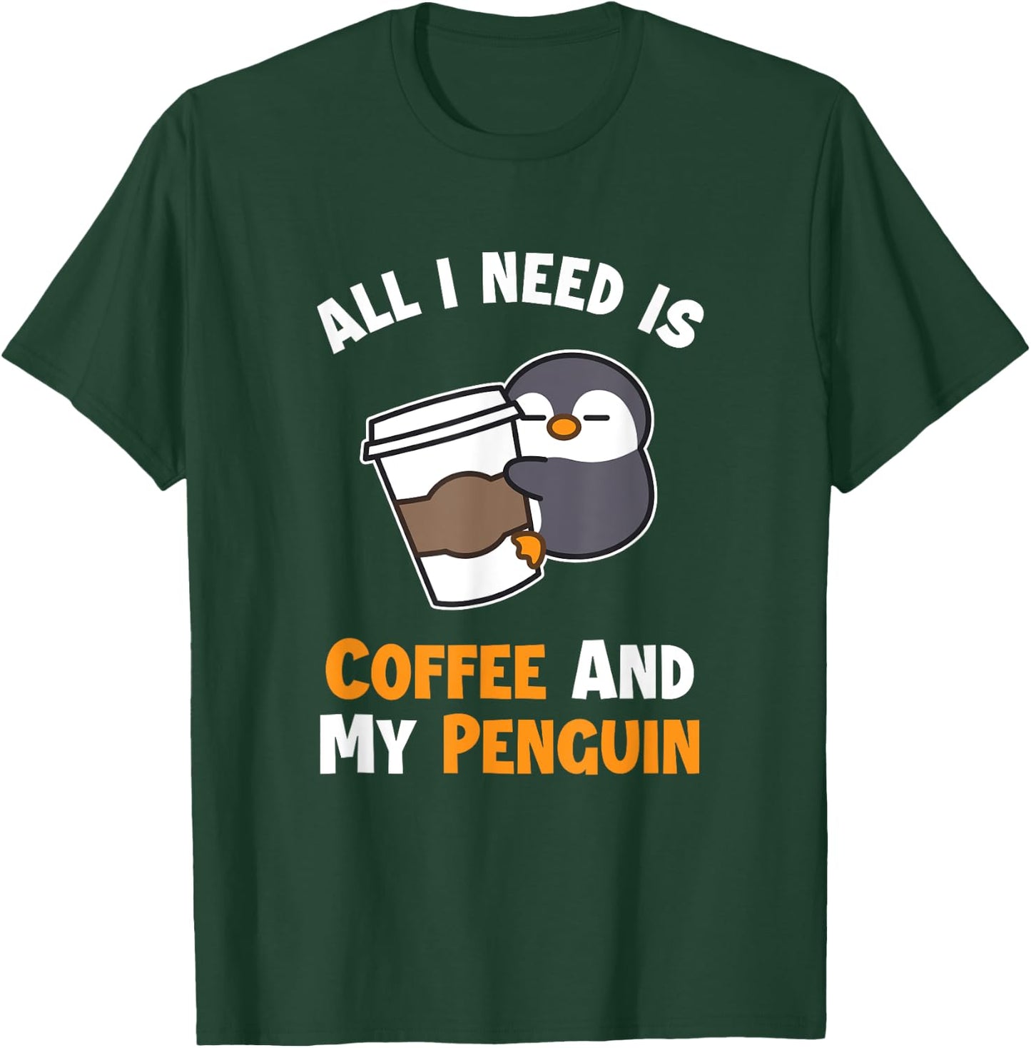 Coffee and my Penguin Sea Bird King Emperor Penguin T-Shirt - T-Shirt | Forest