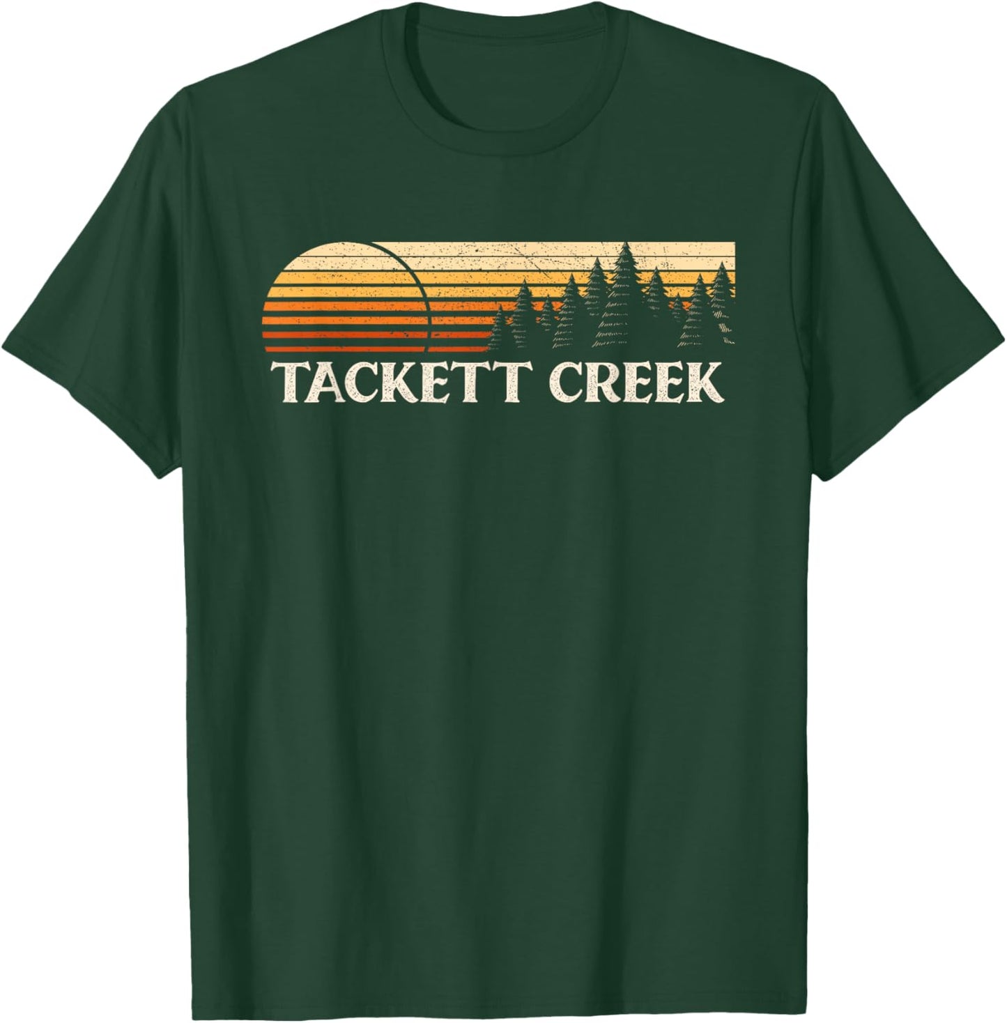 Tackett Creek, TN Vintage Evergreen Sunset Eighties Retro T-Shirt - T-Shirt | Forest