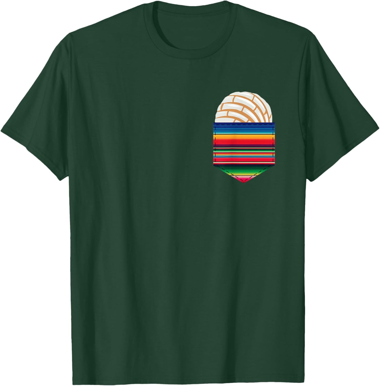 Colorful Serape Pocket Image White Concha Fun Fiesta Gift T-Shirt - T-Shirt | Forest