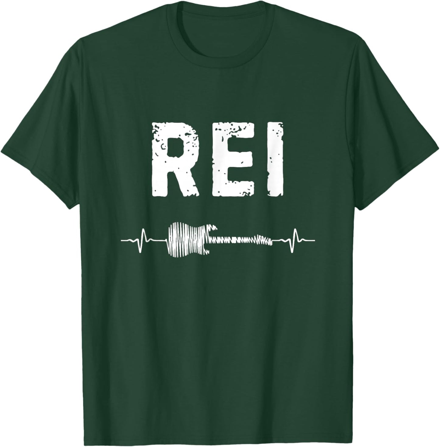 Rei Guitar Heartbeat Music Guitarist Retro Vintage T-Shirt - T-Shirt | Forest