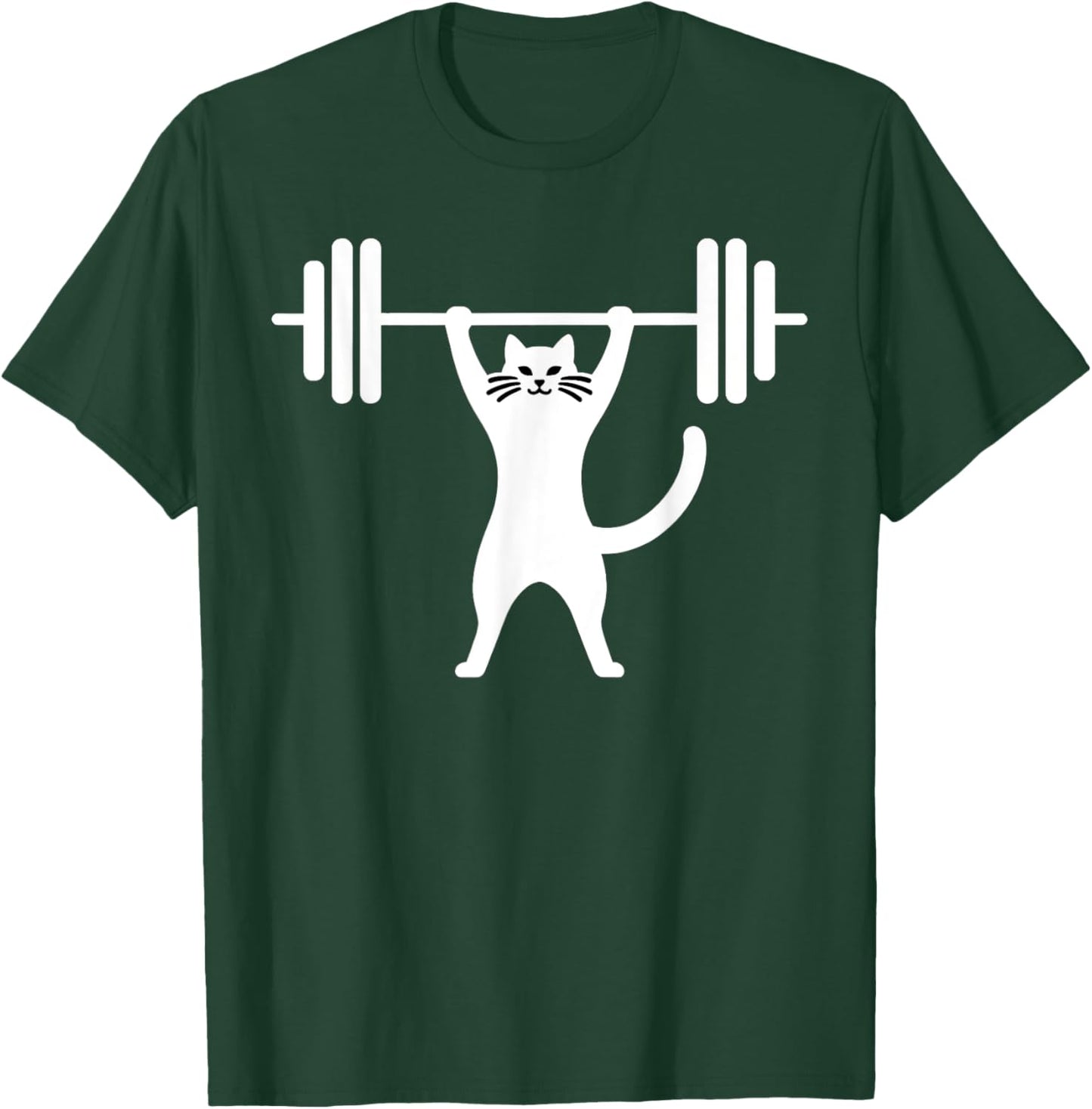Cat Powerlifting Weightlifting Gym Workout Men Women Kids T-Shirt - T-Shirt | Forest