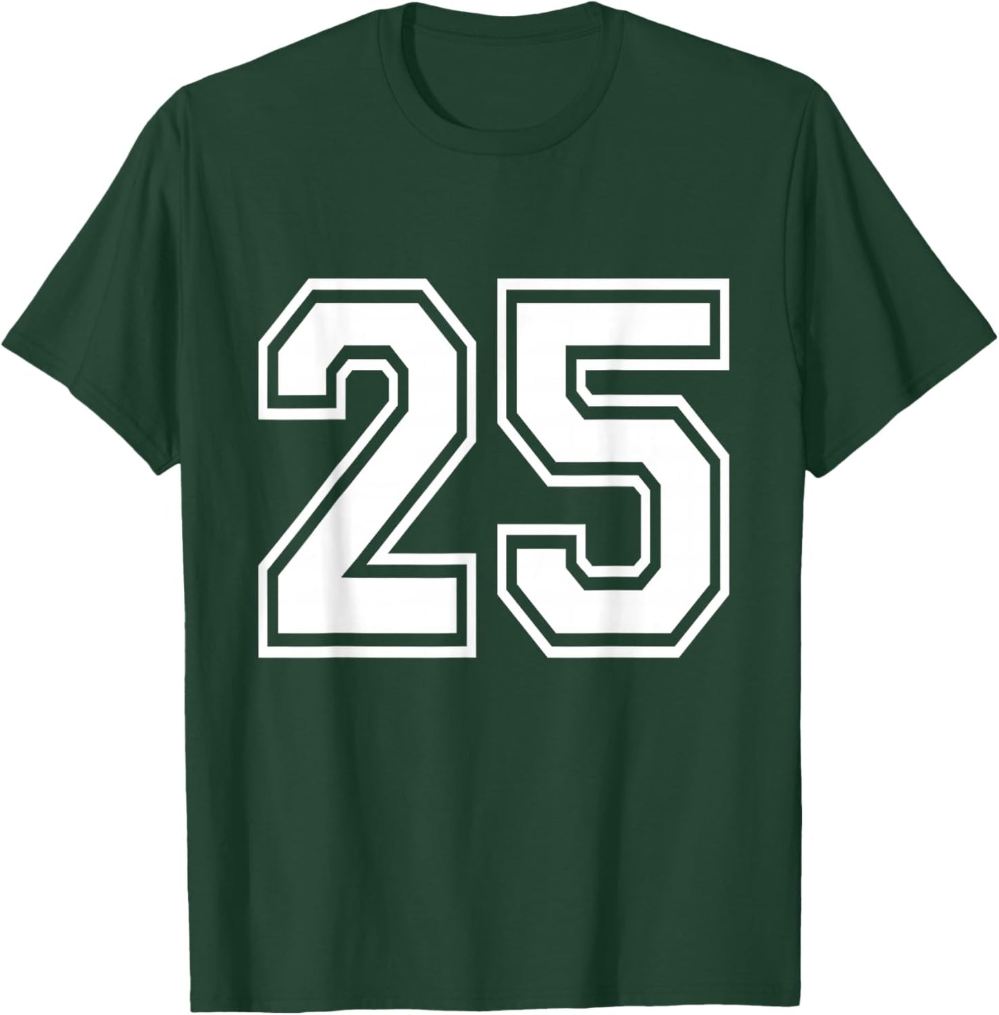 Number 25 Varsity Sports Team Jersey 25th Birthday 25 Years T-Shirt - T-Shirt | Forest