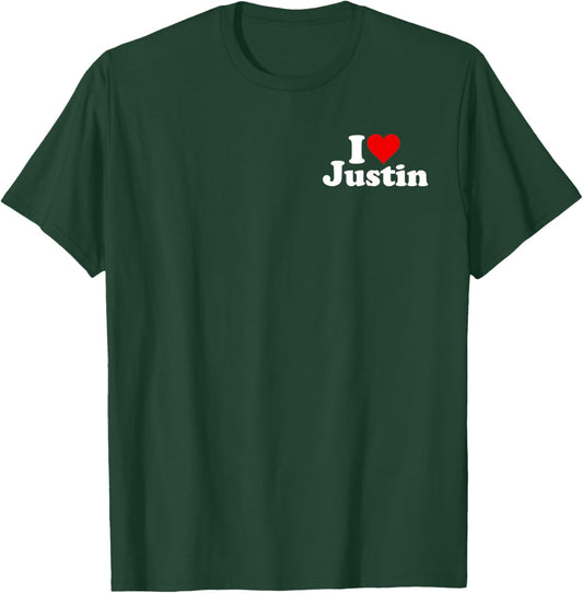 I Love Heart Justin T-Shirt - T-Shirt | Forest