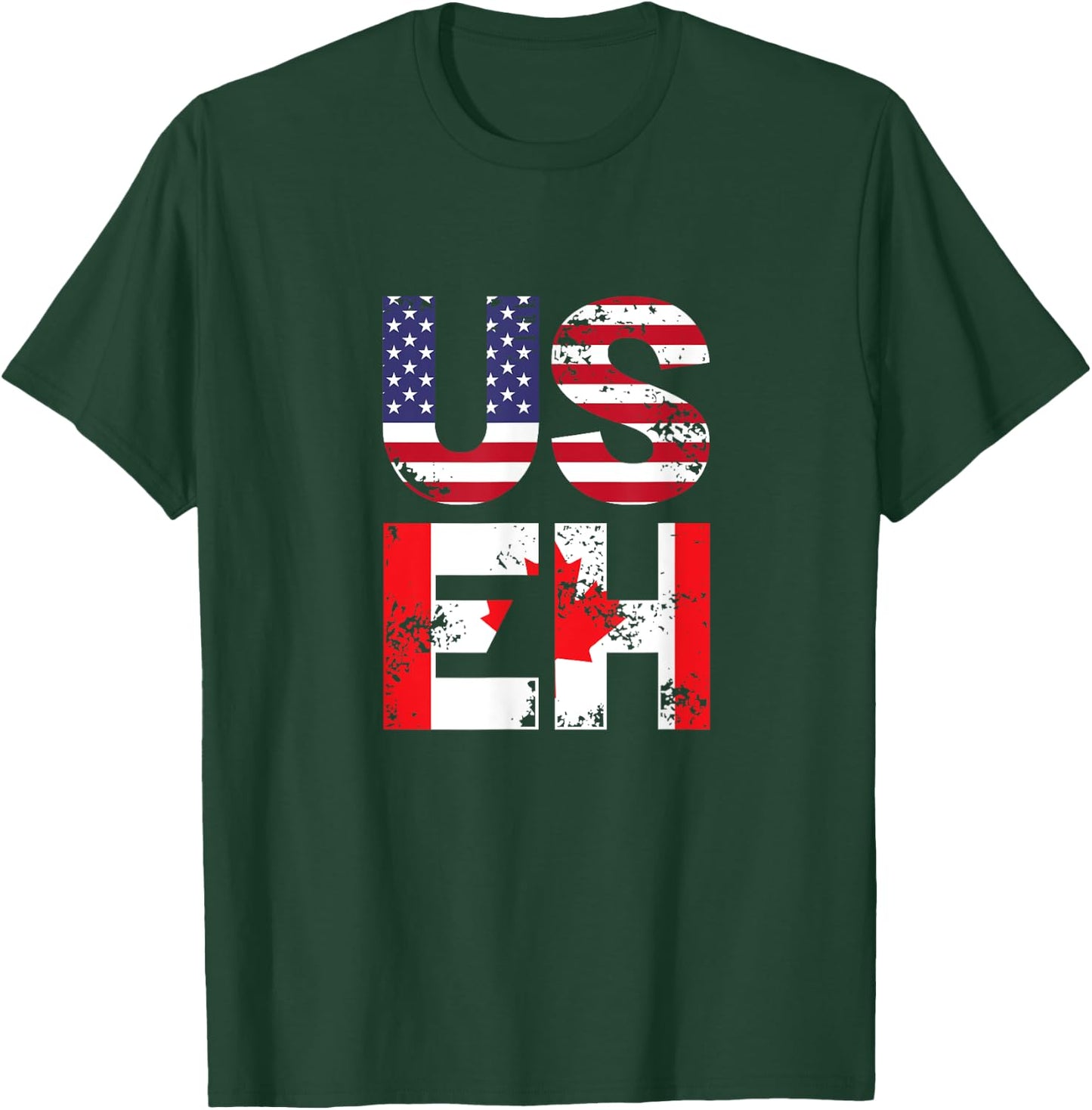 US EH Funny Canada American Flag T-Shirt - T-Shirt | Forest