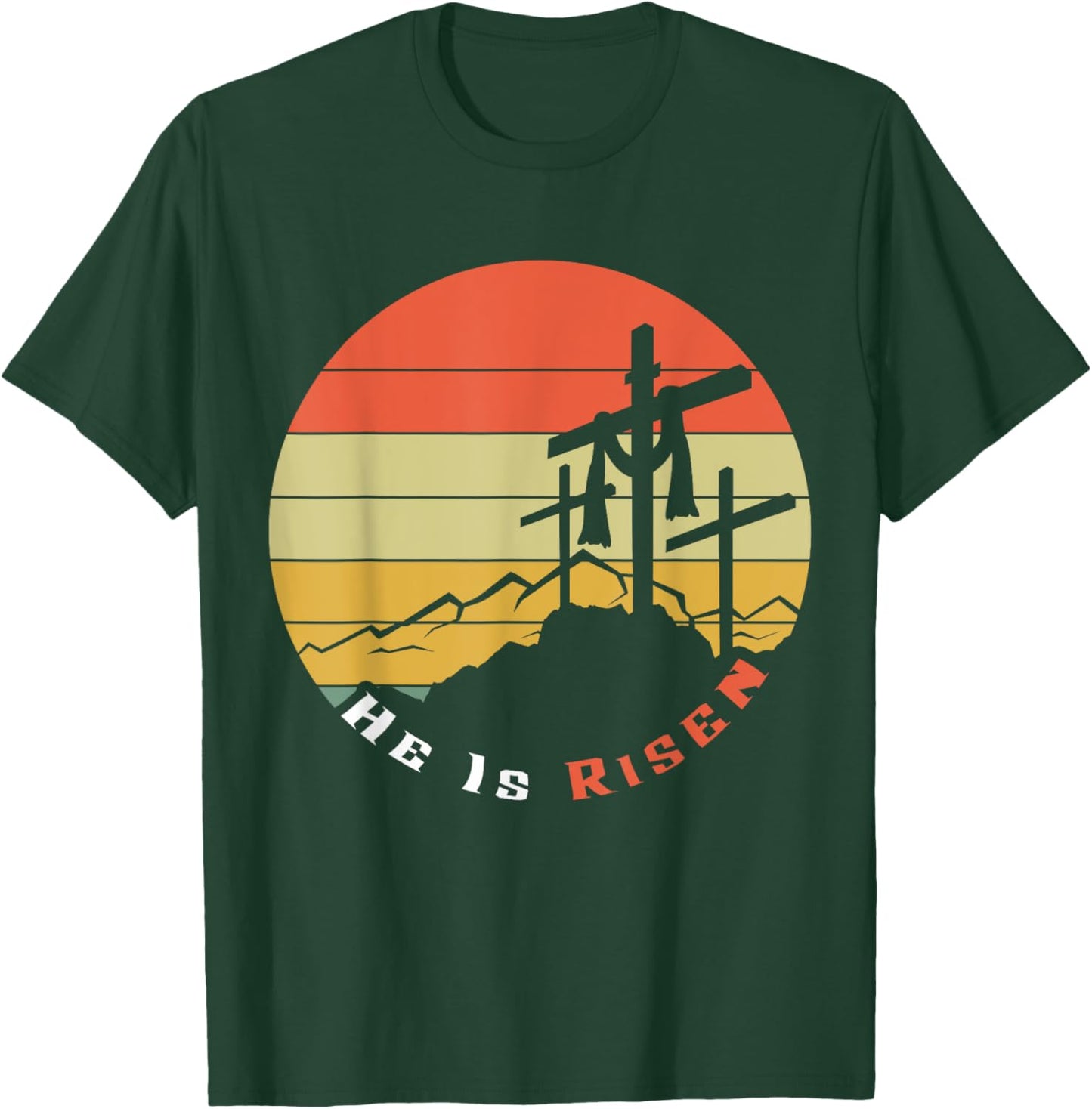 Retro He Risen Jesus Christian Religous Easter Sunday Jesus T-Shirt - T-Shirt | Forest