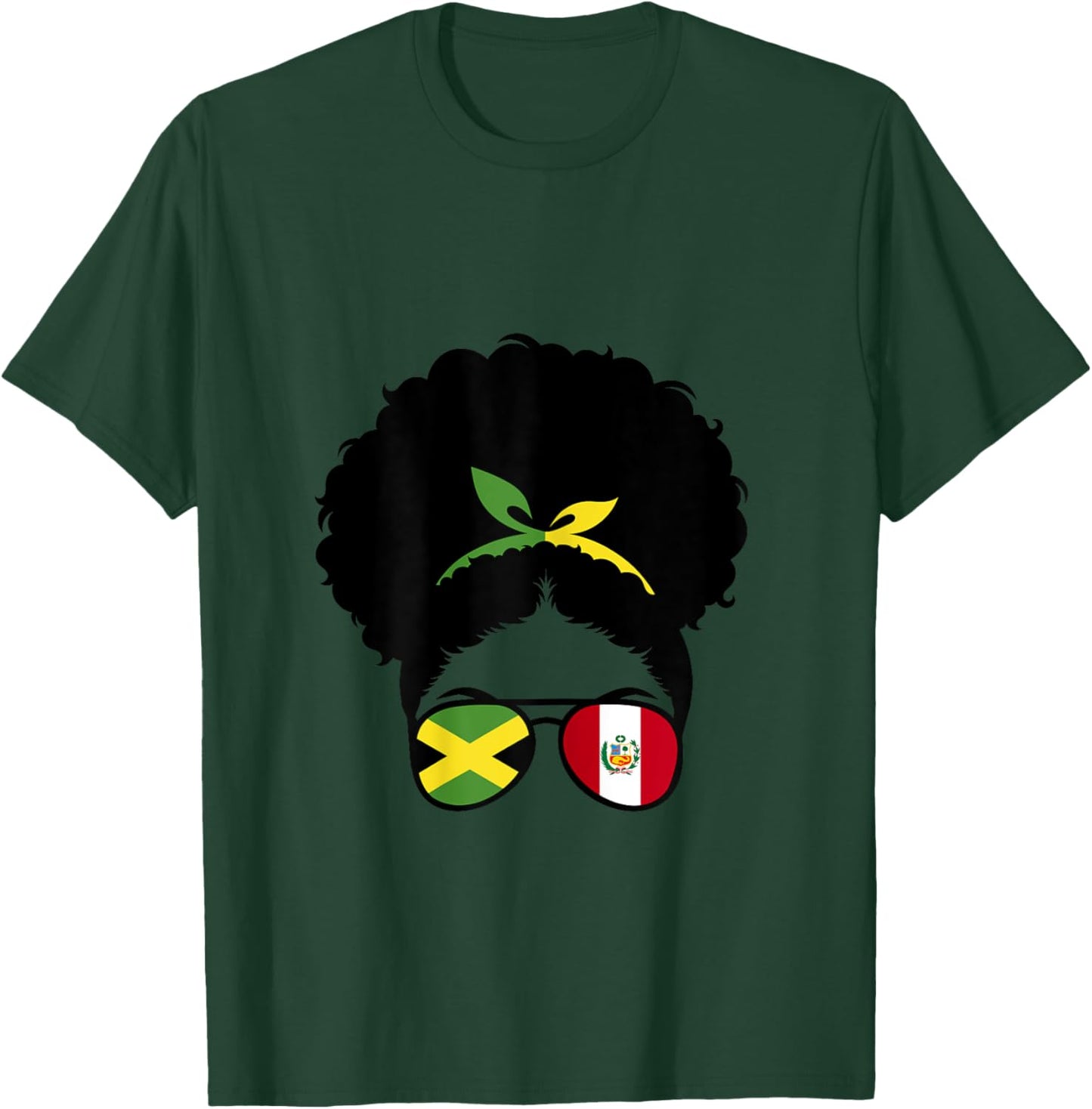 Jamaica and Peru Mix Afro Bun Peruvian and Jamaican T-Shirt - T-Shirt | Forest