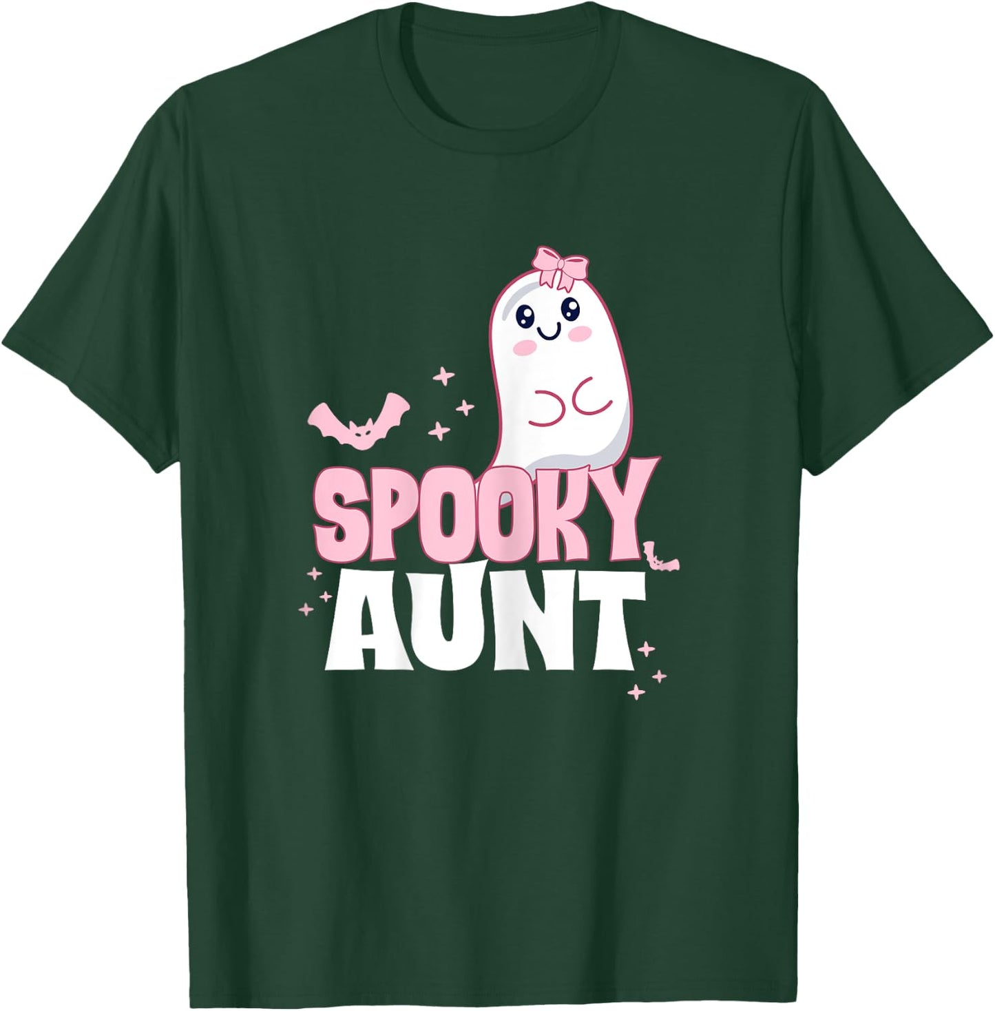 Spooky Aunt Family Cute Pink White Ghost Boo Halloween T-Shirt - T-Shirt | Forest