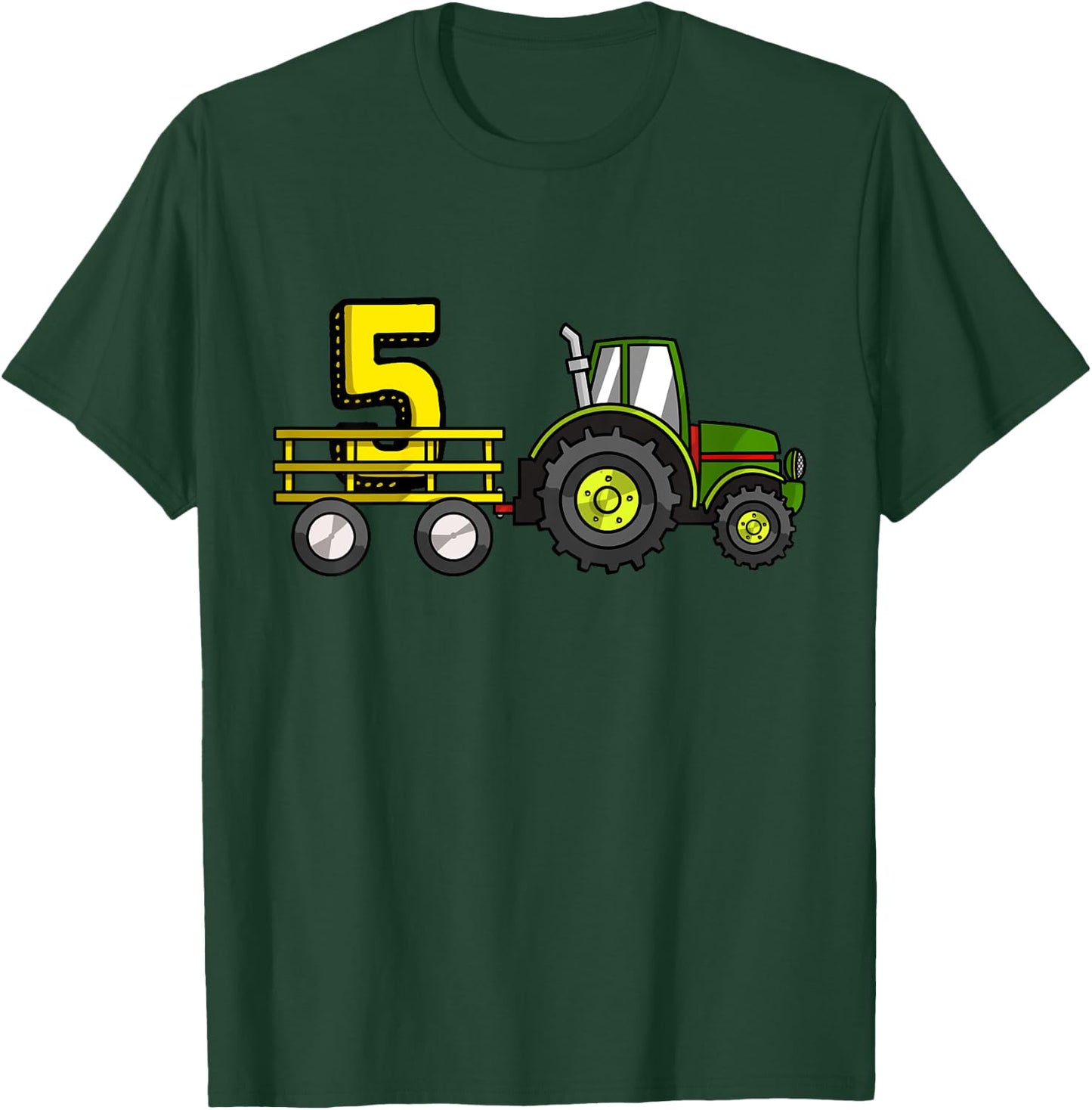 Kids Farm 5 Year Old Barnyard Boys 5th Birthday Tractor T-Shirt - T-Shirt | Forest