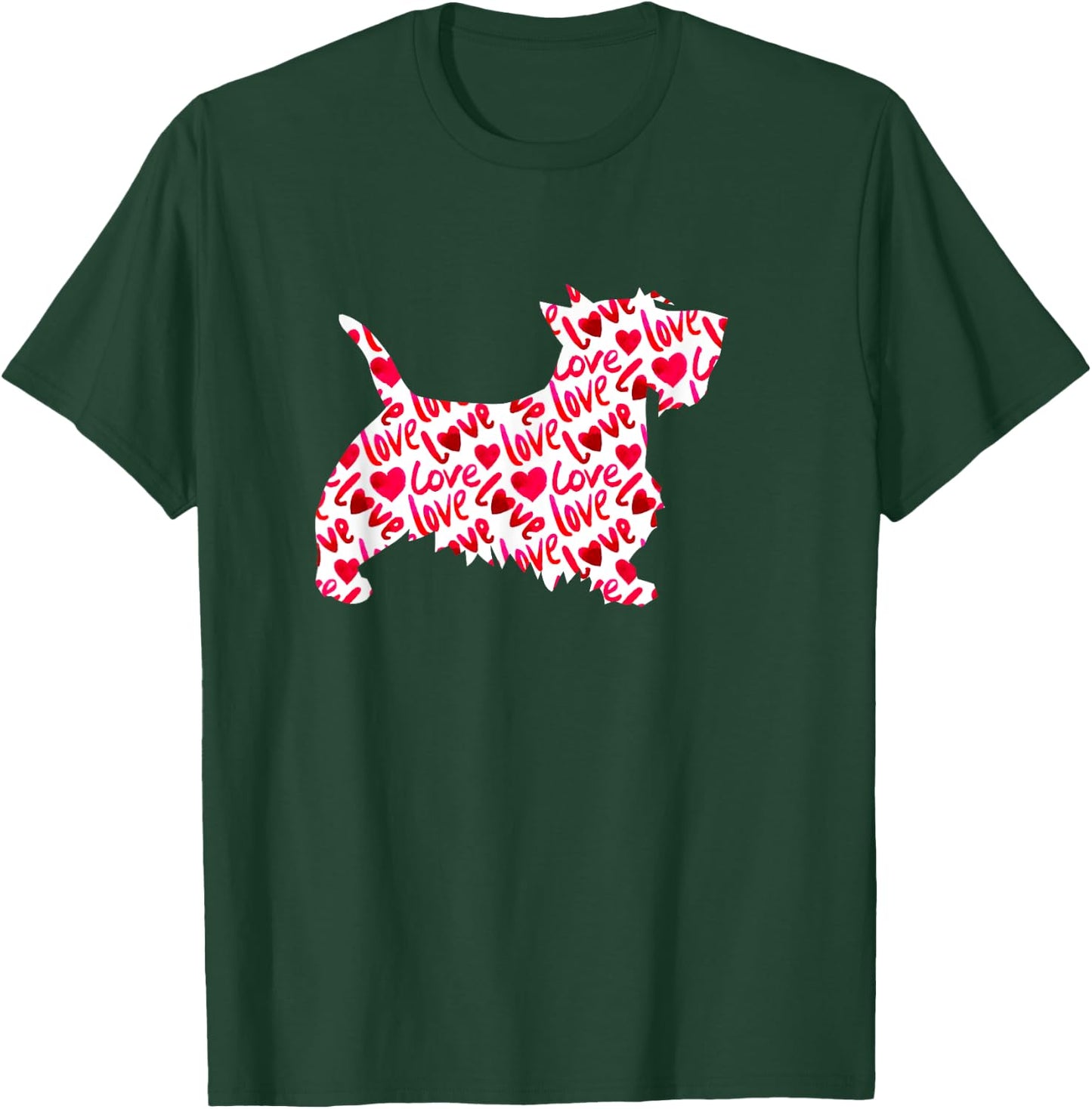 Scottie Scottish Terrier Heart Dog Valentine's Day T-Shirt - T-Shirt | Forest