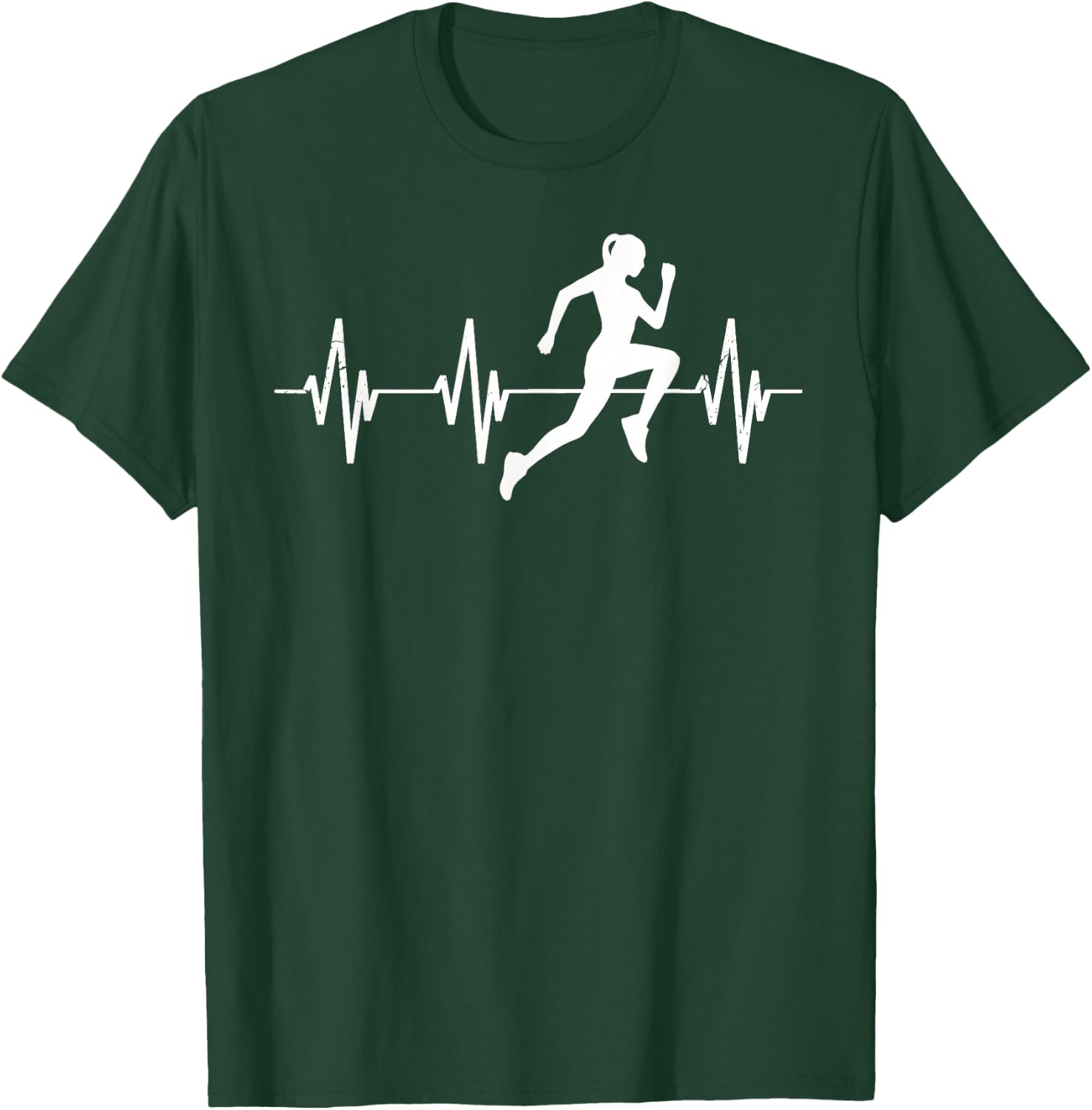 Runner jogger heartbeat heart line running gift T-Shirt - T-Shirt | Forest