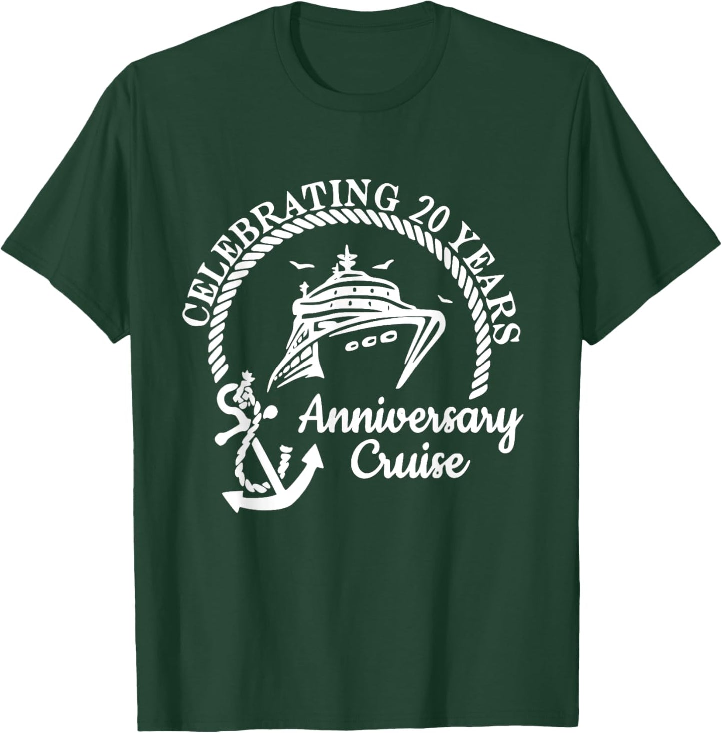 Celebrating 20th Marriage Wedding Anniversary Cruise Couple T-Shirt - T-Shirt | Forest