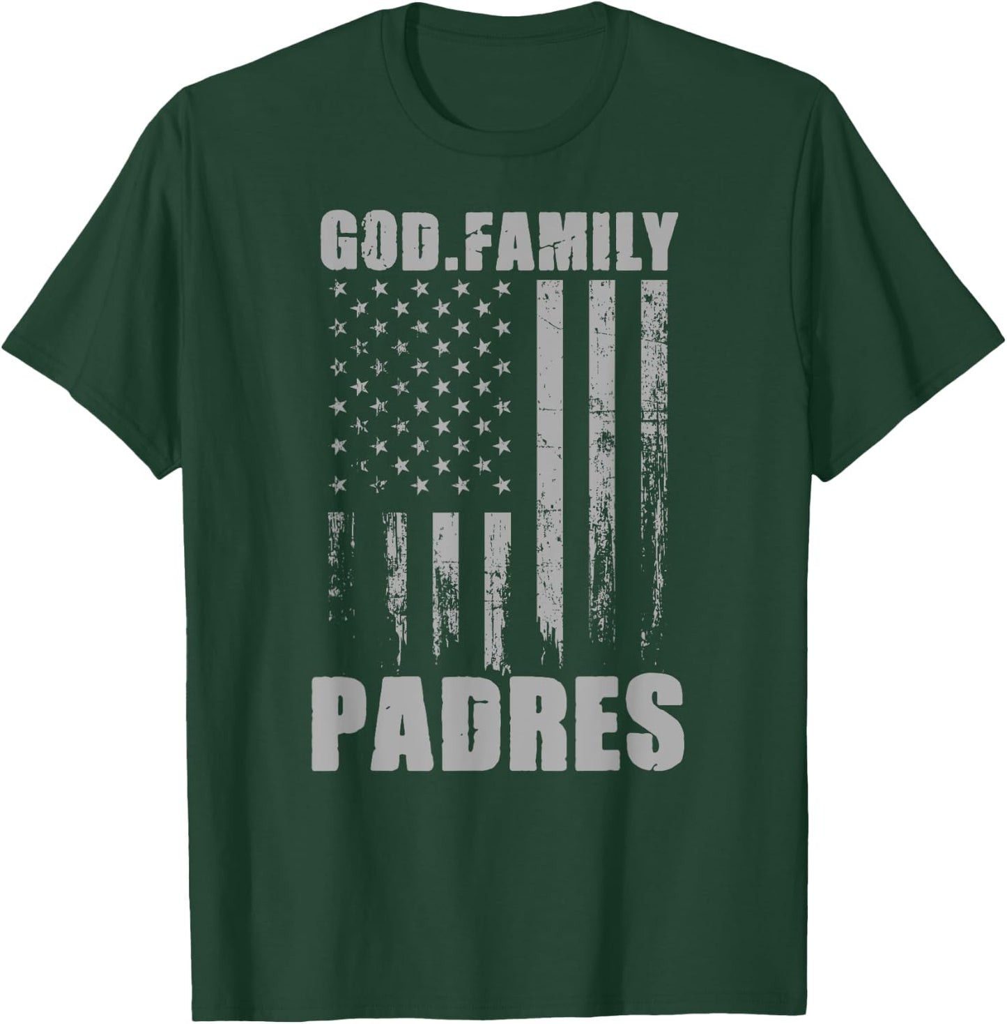 Carmel Padres God. Family. Vintage USA Flag T-Shirt - T-Shirt | Forest