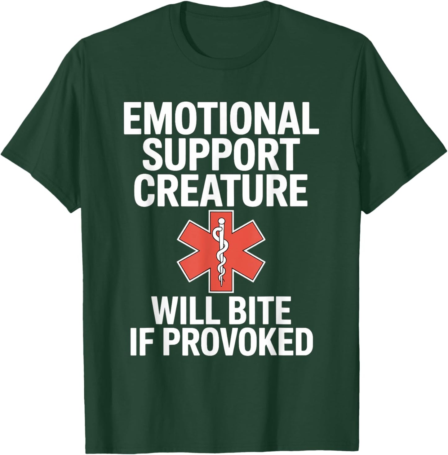 Emotional Support Creature Will Bite Funny Fathers Day Men T-Shirt - T-Shirt | Forest