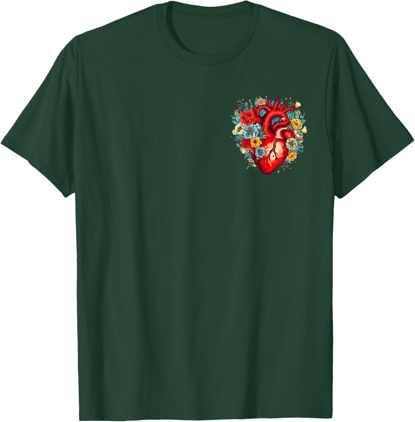 Floral Anatomical Heart for Nurses and Healthcare Workers T-Shirt - T-Shirt | Forest