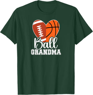Ball Grandma Heart Football Basketball Grandma T-Shirt - T-Shirt | Forest