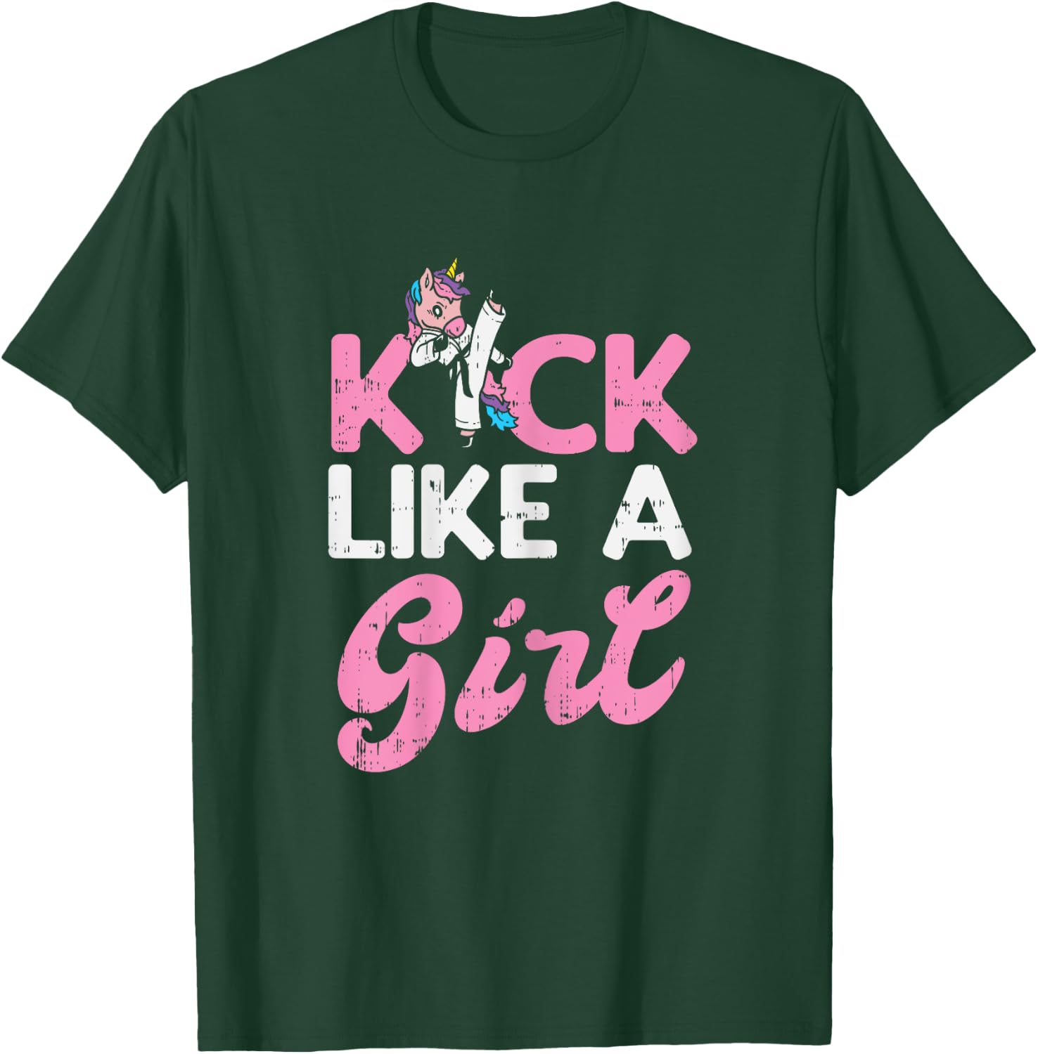 Kick Like Girl Unicorn Karate Taekwondo Martial Arts Gift T-Shirt - T-Shirt | Forest