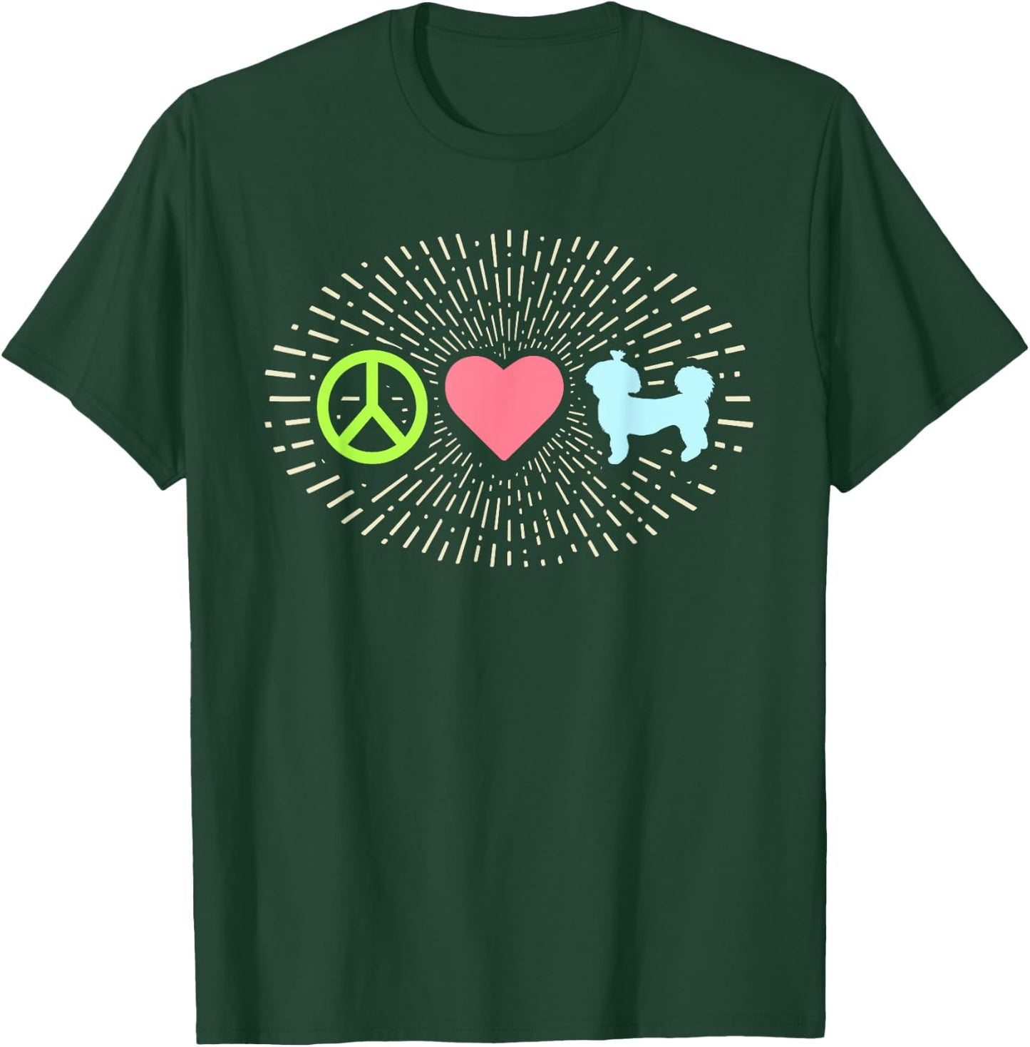 Peace Love Shih Tzu Hippy Puppy Dog Lover Shih Tzu Mom Dad Men Women Kids T-Shirt - T-Shirt | Forest