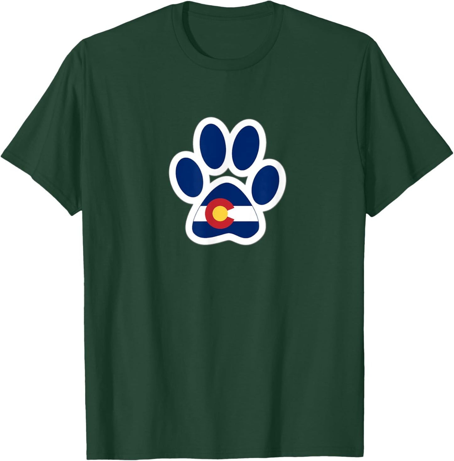 Colorado Flag Paw Print T-Shirt - T-Shirt | Forest