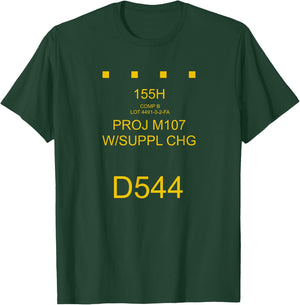 Field Artillery : 155mm HE Shell Round Marking T-Shirt - T-Shirt | Forest