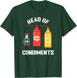 Head Of Condiments Funny Ketchup Mustard Sauce BBQ T-Shirt - T-Shirt | Forest
