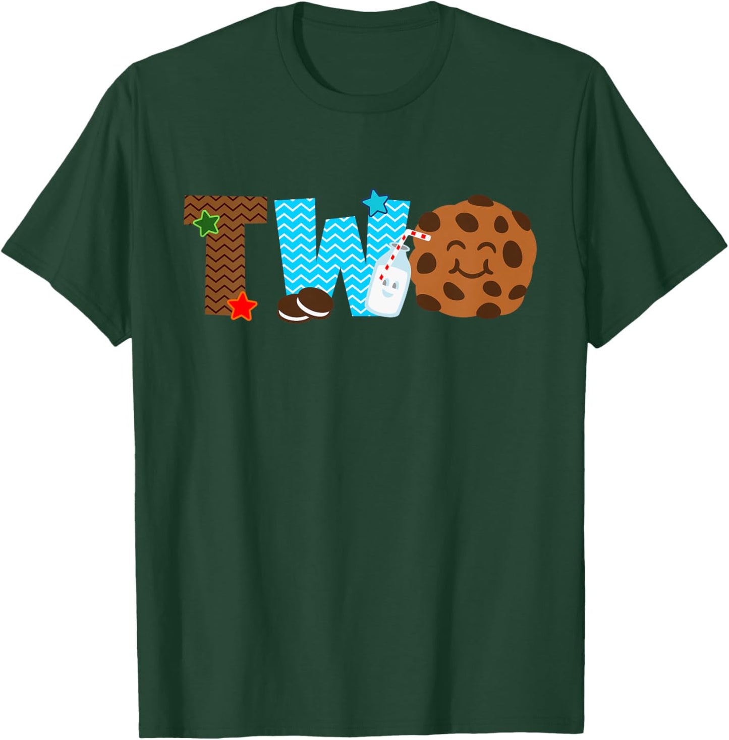 Kids 2nd Second Birthday Milk & Cookies Theme Party Two Year Old T-Shirt - T-Shirt | Forest
