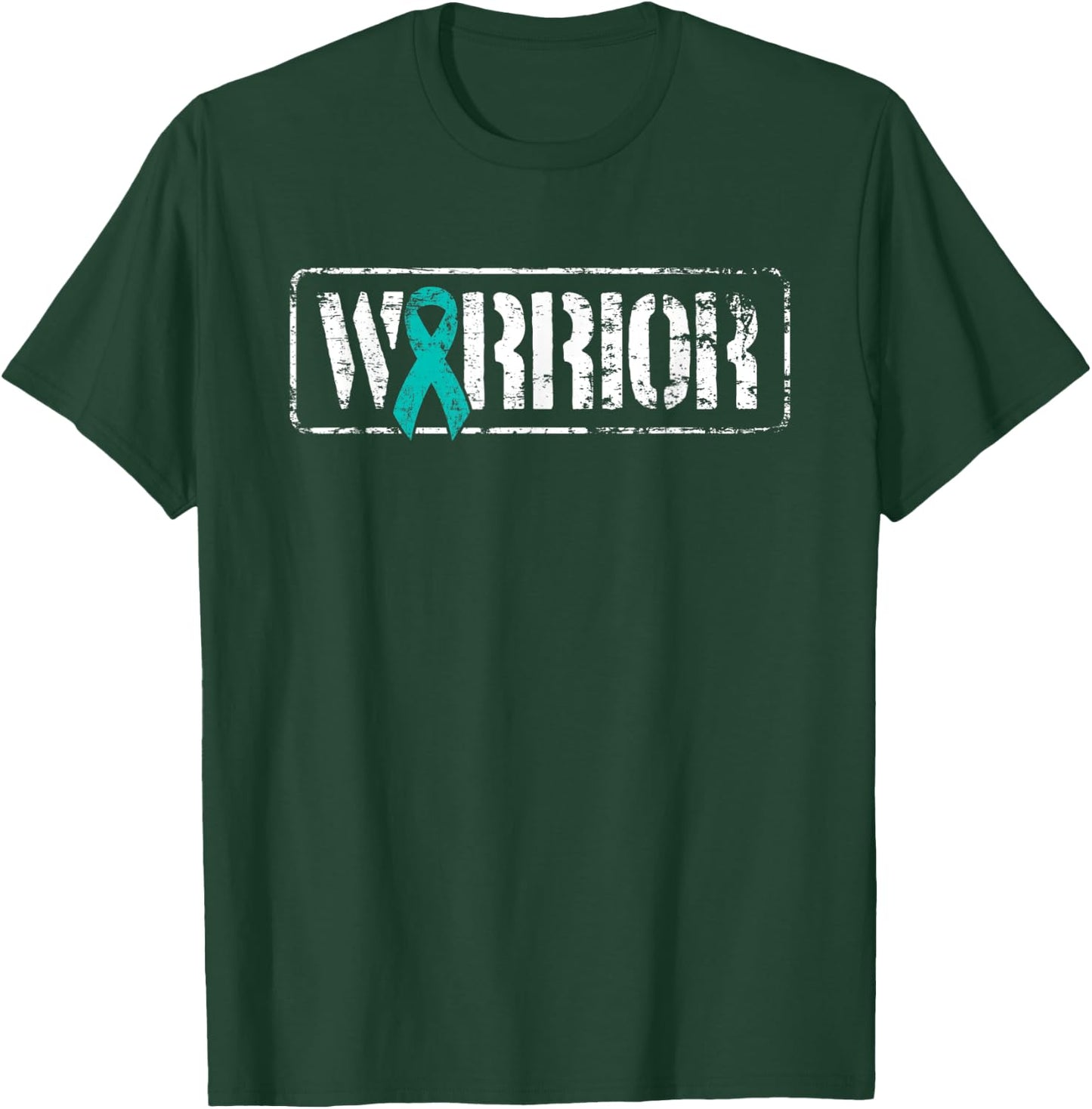 Ovarian Cancer Warrior - Teal Military Style Awareness T-Shirt - T-Shirt | Forest