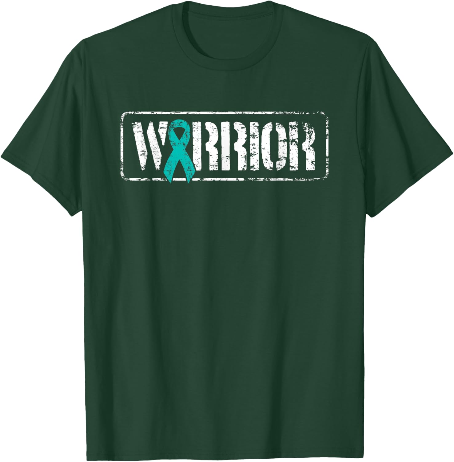 Ovarian Cancer Warrior - Teal Military Style Awareness T-Shirt - T-Shirt | Forest