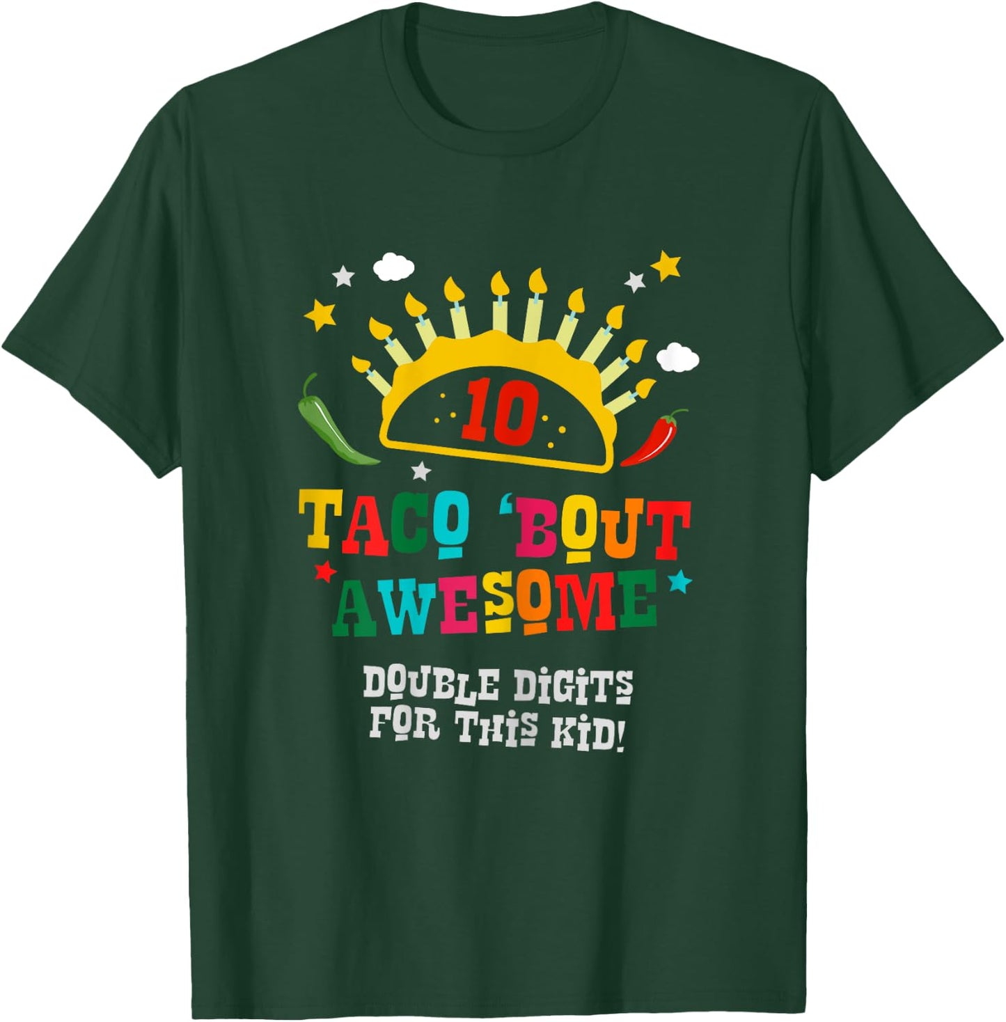 Birthday Taco Age 10 Gift - Boys Taco Bout Awesome Age Ten T-Shirt - T-Shirt | Forest