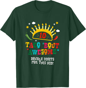 Birthday Taco Age 10 Gift - Boys Taco Bout Awesome Age Ten T-Shirt - T-Shirt | Forest