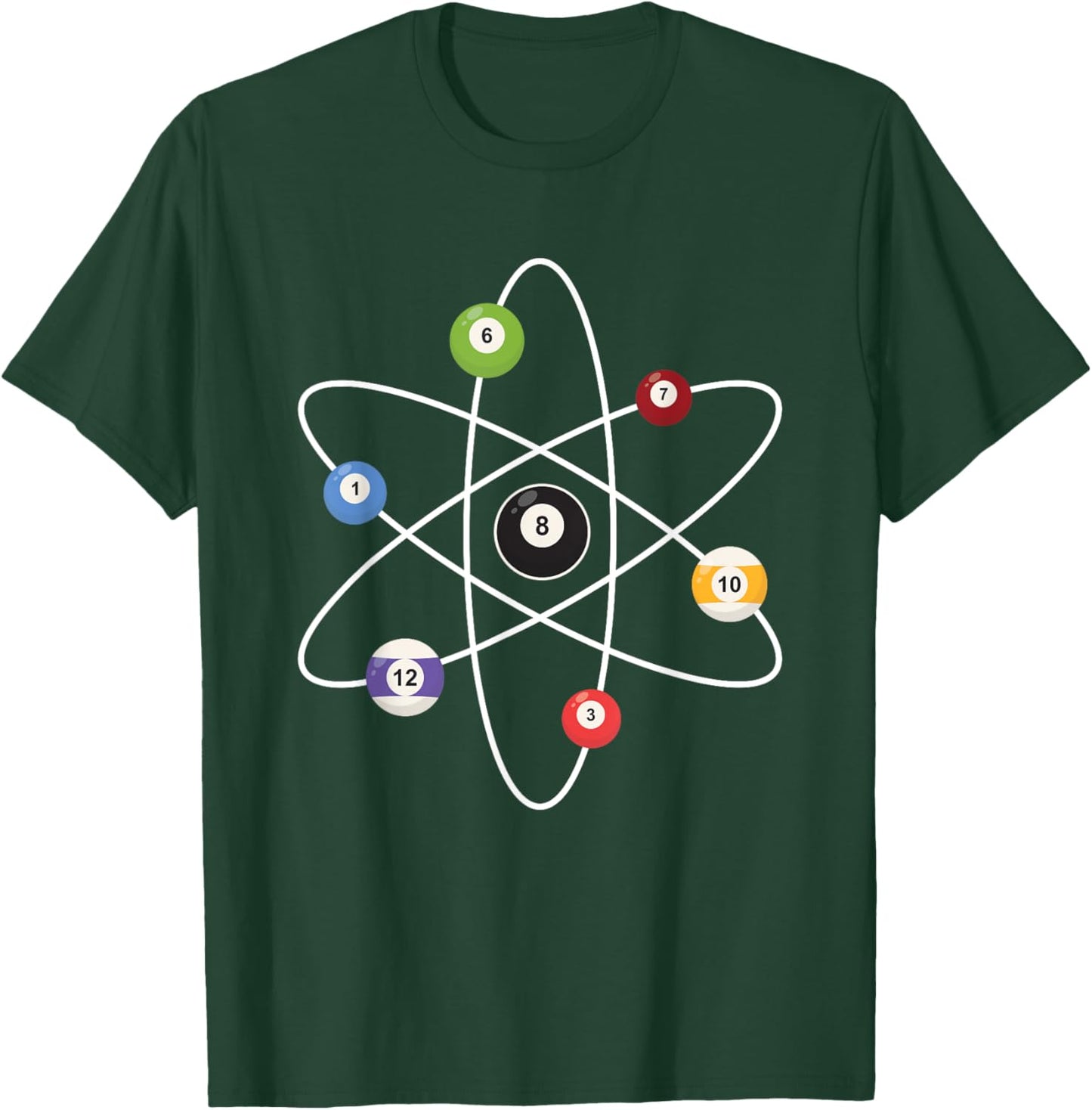 Cue Ball Atoms - Billiard Lover Pool Player Game Sports T-Shirt - T-Shirt | Forest