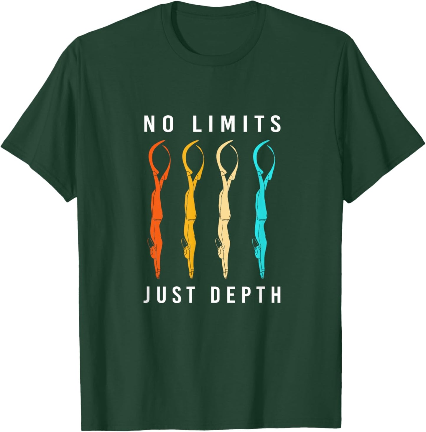 No Limits Just Depth Free Diving Retro Freedive T-Shirt - T-Shirt | Forest
