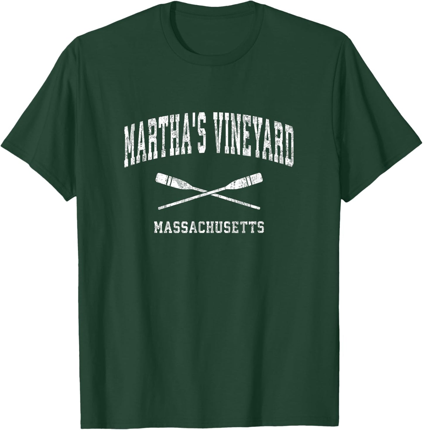 Martha's Vineyard Massachusetts Vintage Nautical Paddles Spo T-Shirt - T-Shirt | Forest