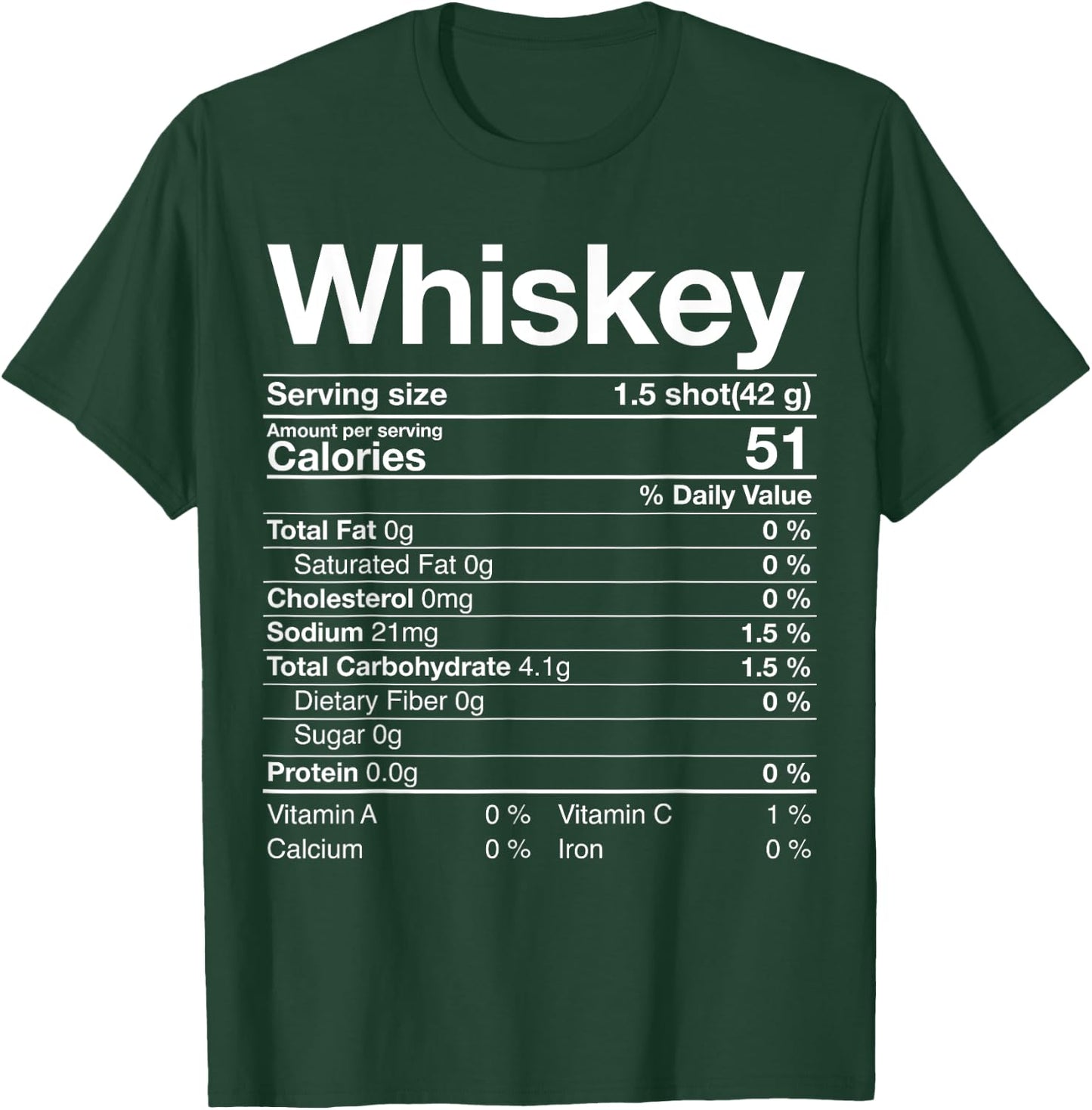 Whiskey Nutrition Facts Thanksgiving Gift Drinking Costume T-Shirt - T-Shirt | Forest