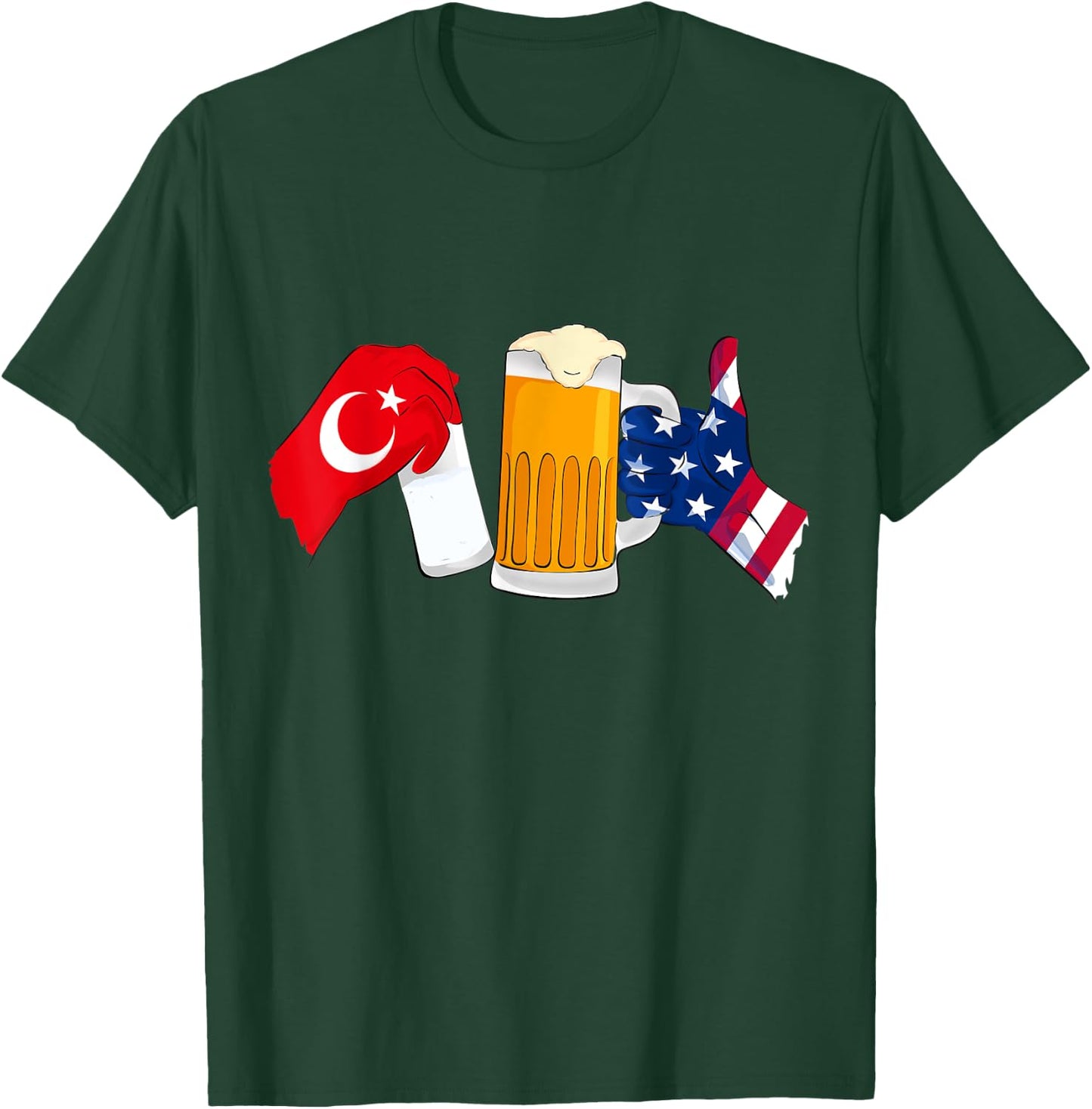Friendship of Turkish Raki and American Beer T-Shirt - T-Shirt | Forest