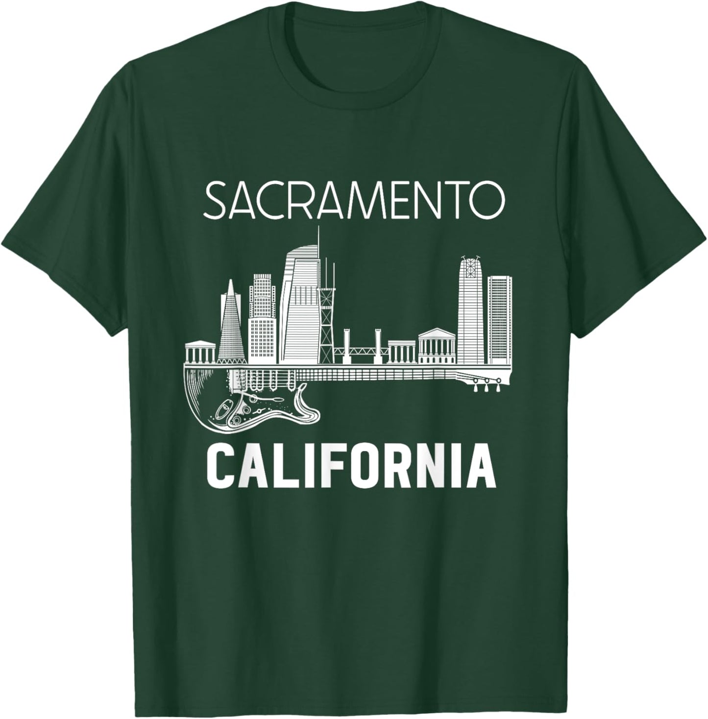 Sacramento California Skyline Music Sacramento Souvenir T-Shirt - T-Shirt | Forest